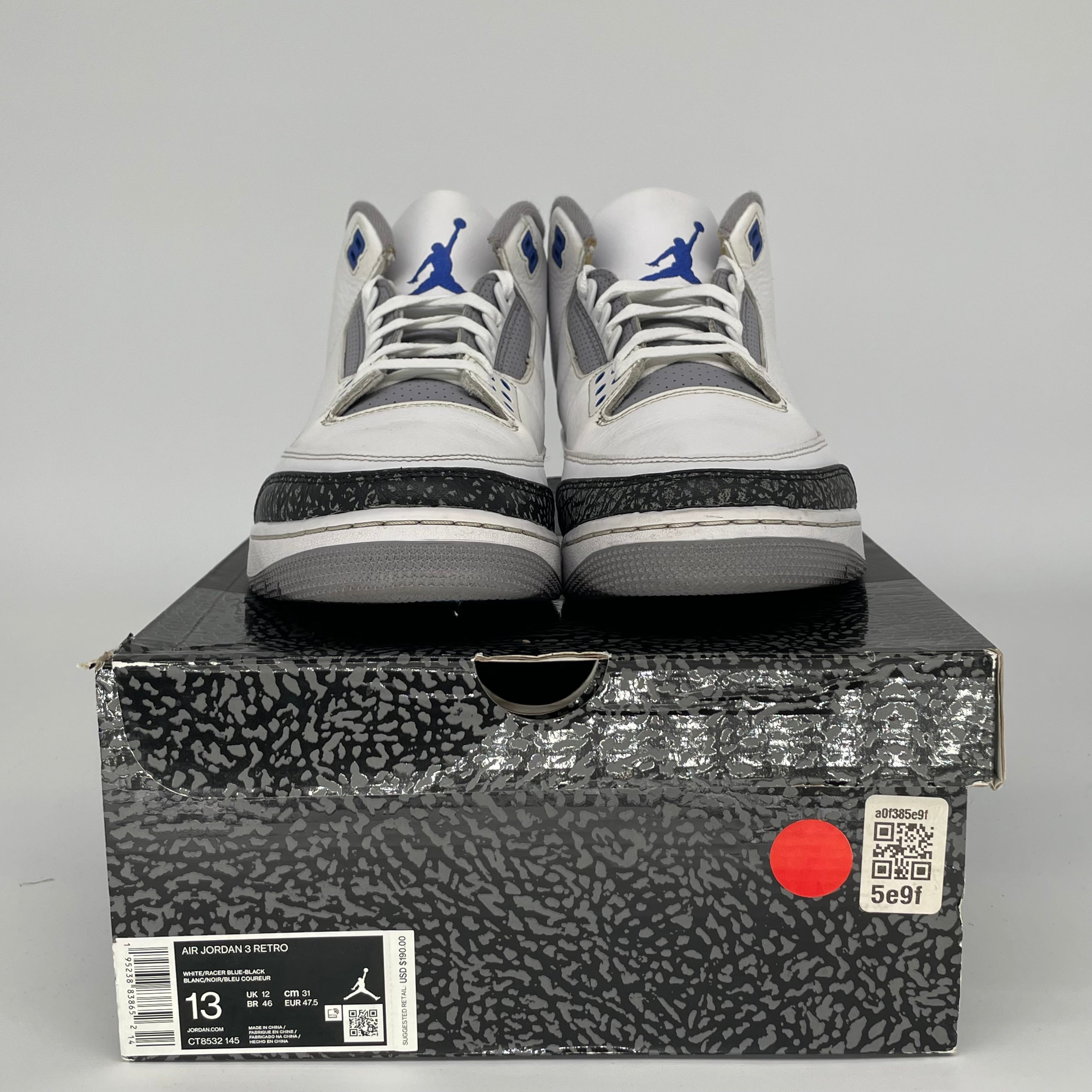 AIR JORDAN 3 RACER BLUE SIZE 13 CT8532-145