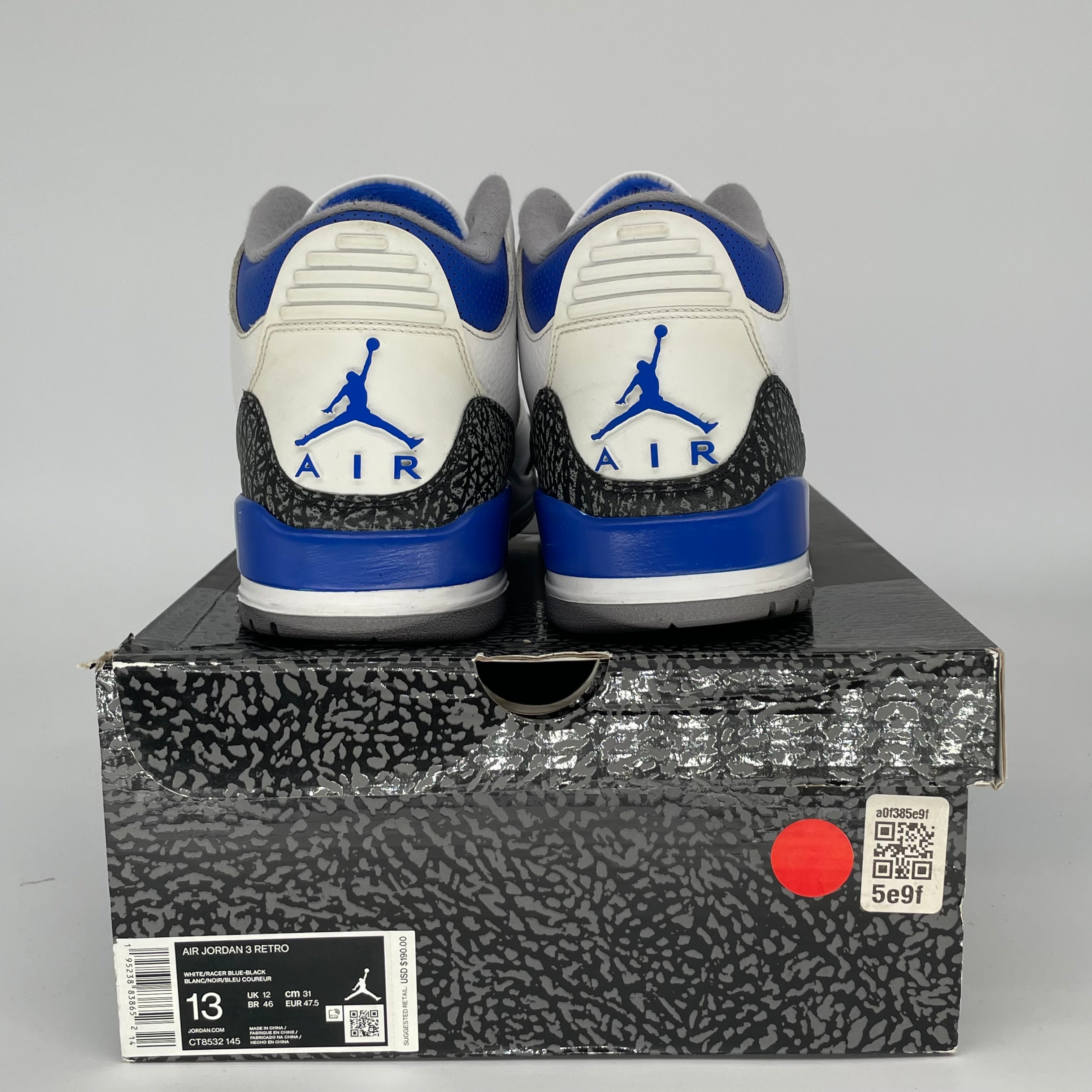 AIR JORDAN 3 RACER BLUE SIZE 13 CT8532-145