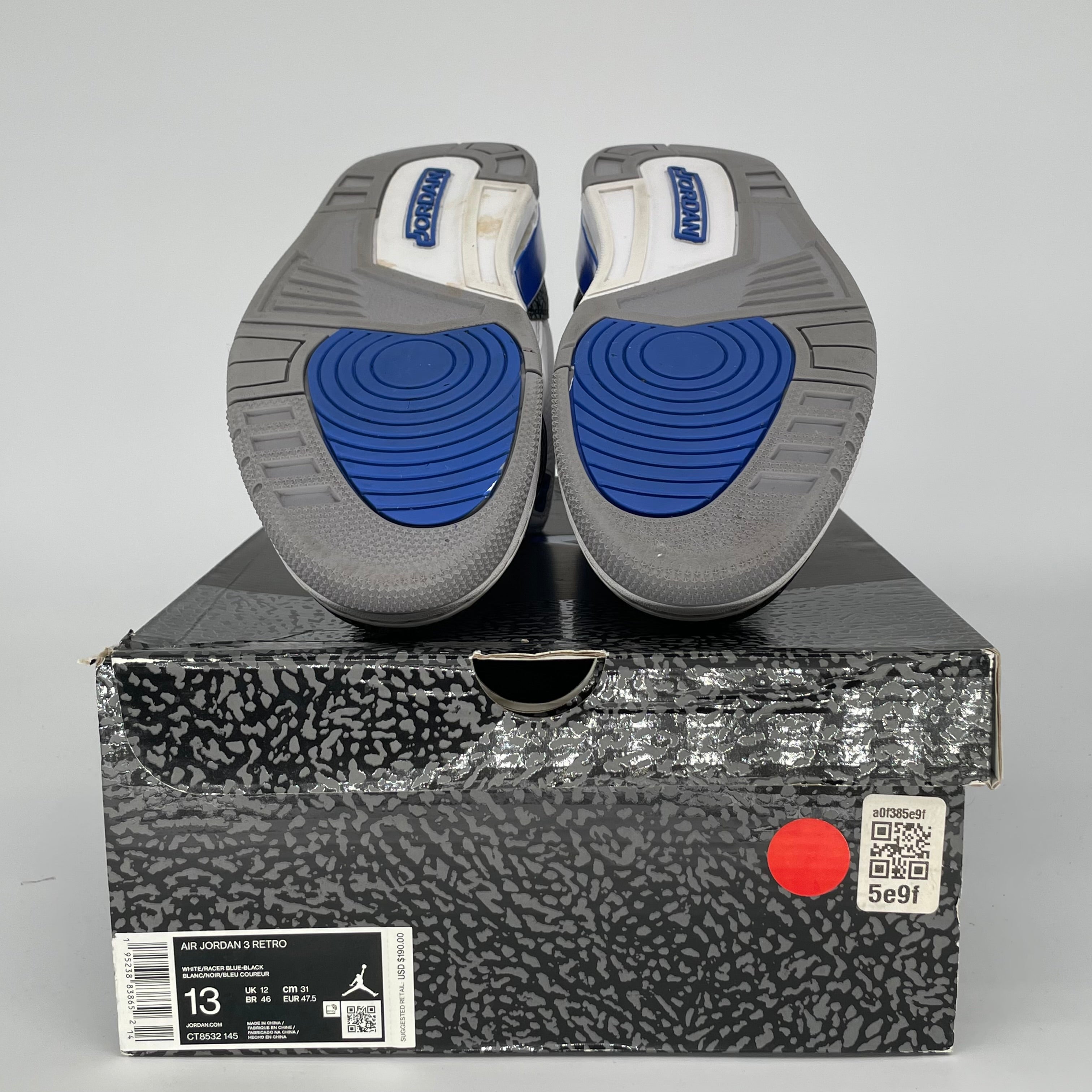 AIR JORDAN 3 RACER BLUE SIZE 13 CT8532-145