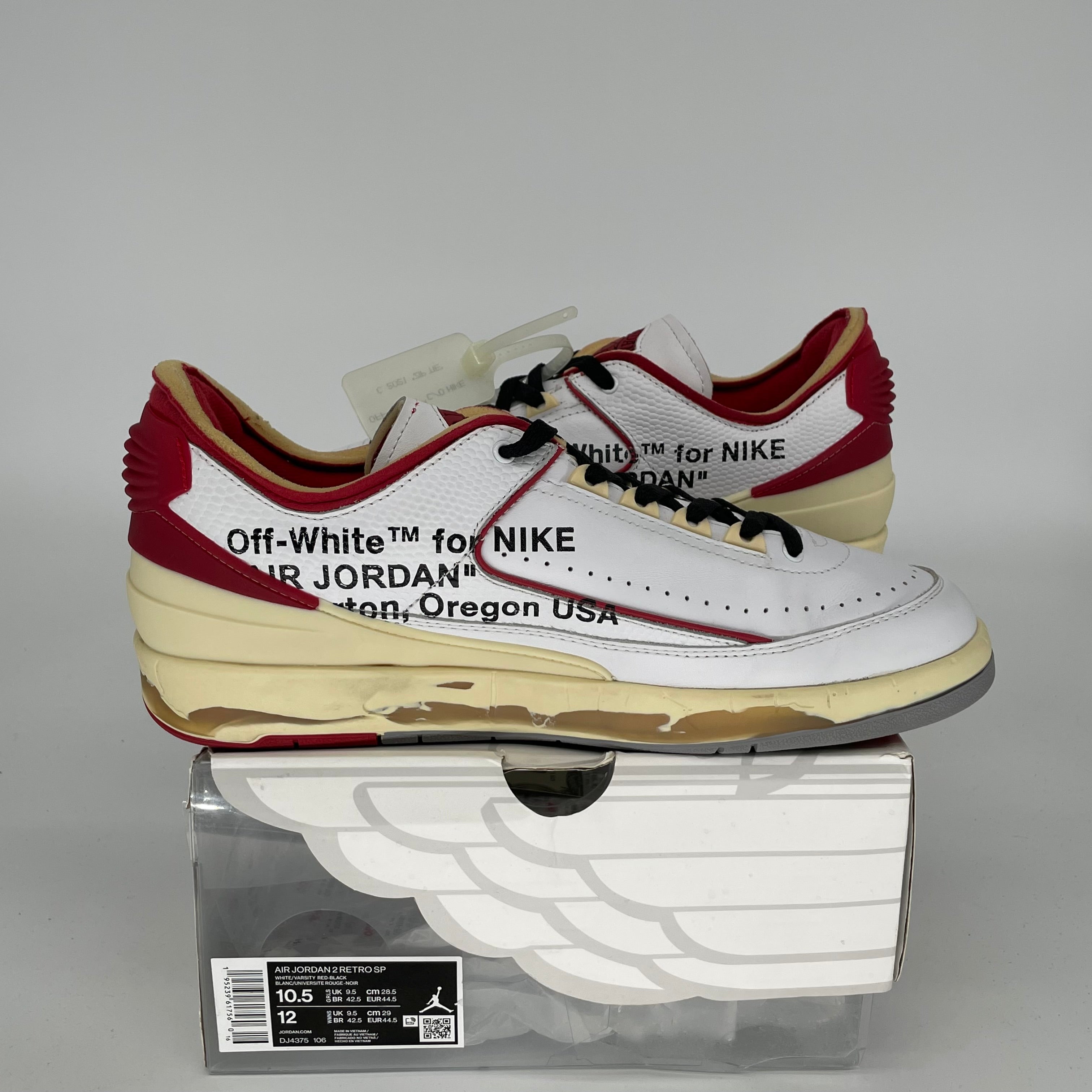 AIR JORDAN 2 LOW OFF WHITE WHITE RED SIZE 10.5 DJ4375-106