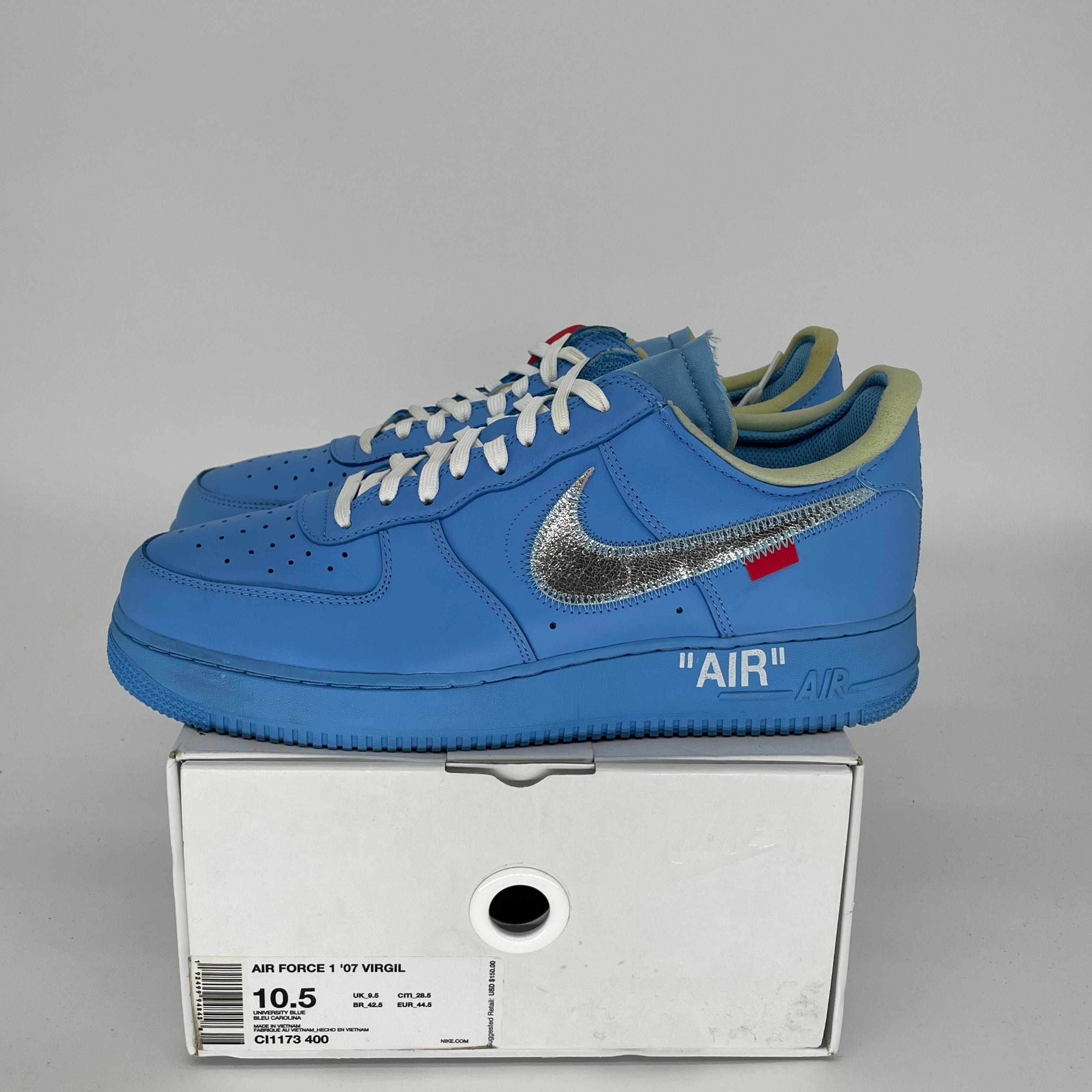 NIKE AIR FORCE 1 LOW OFF WHITE MCA UNIVERSITY BLUE SIZE 10.5 CI1173-400