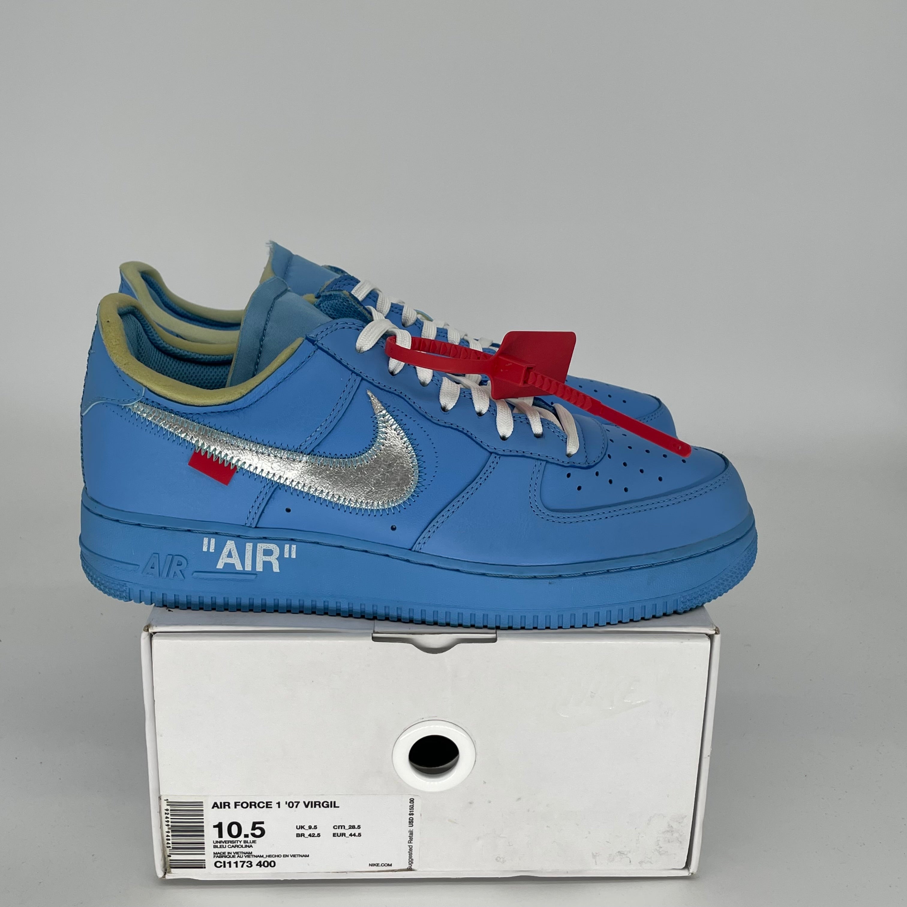 NIKE AIR FORCE 1 LOW OFF WHITE MCA UNIVERSITY BLUE SIZE 10.5 CI1173-400