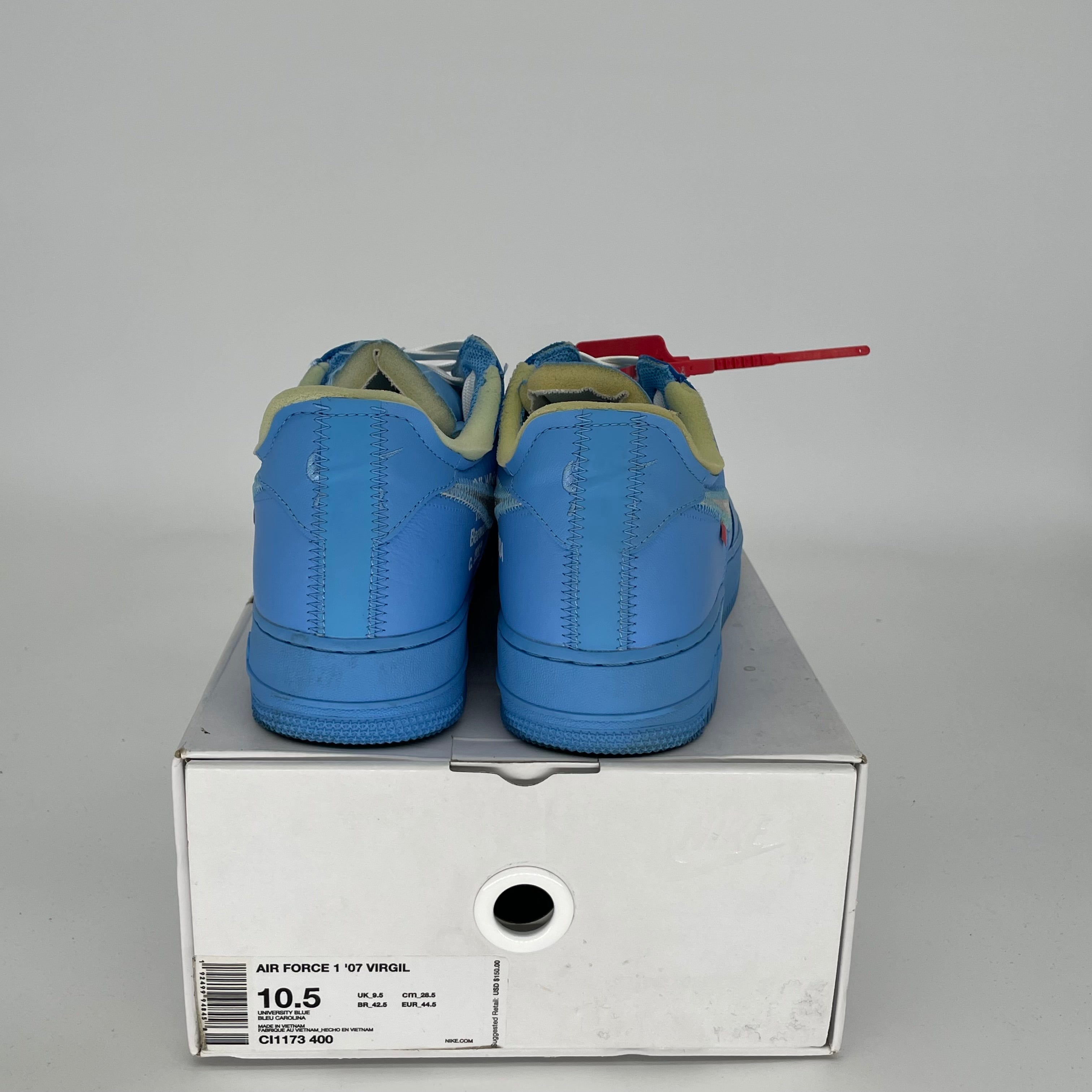 NIKE AIR FORCE 1 LOW OFF WHITE MCA UNIVERSITY BLUE SIZE 10.5 CI1173-400