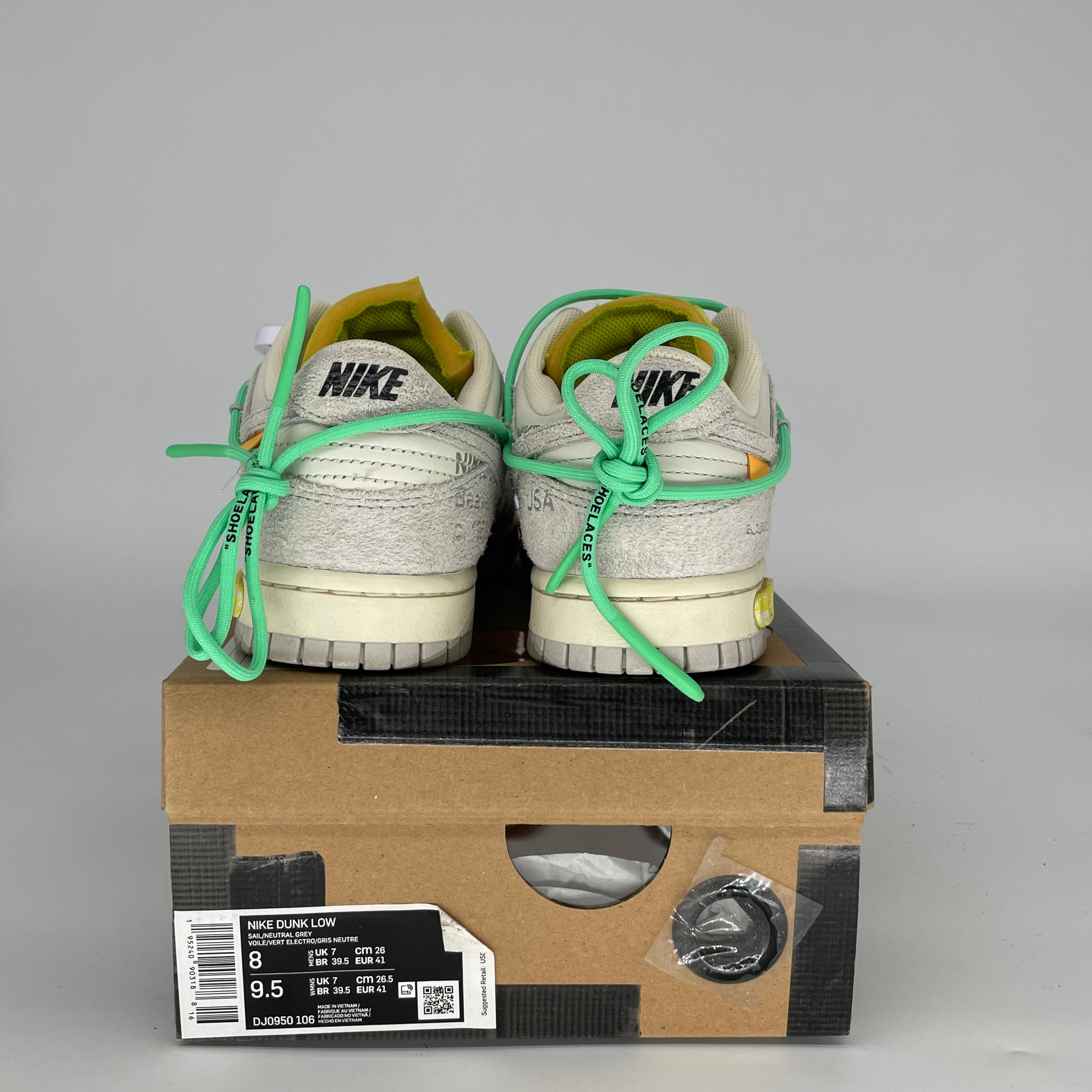 OFF WHITE X NIKE DUNK LOW LOT 14 SIZE 8 DJDJ0950-106