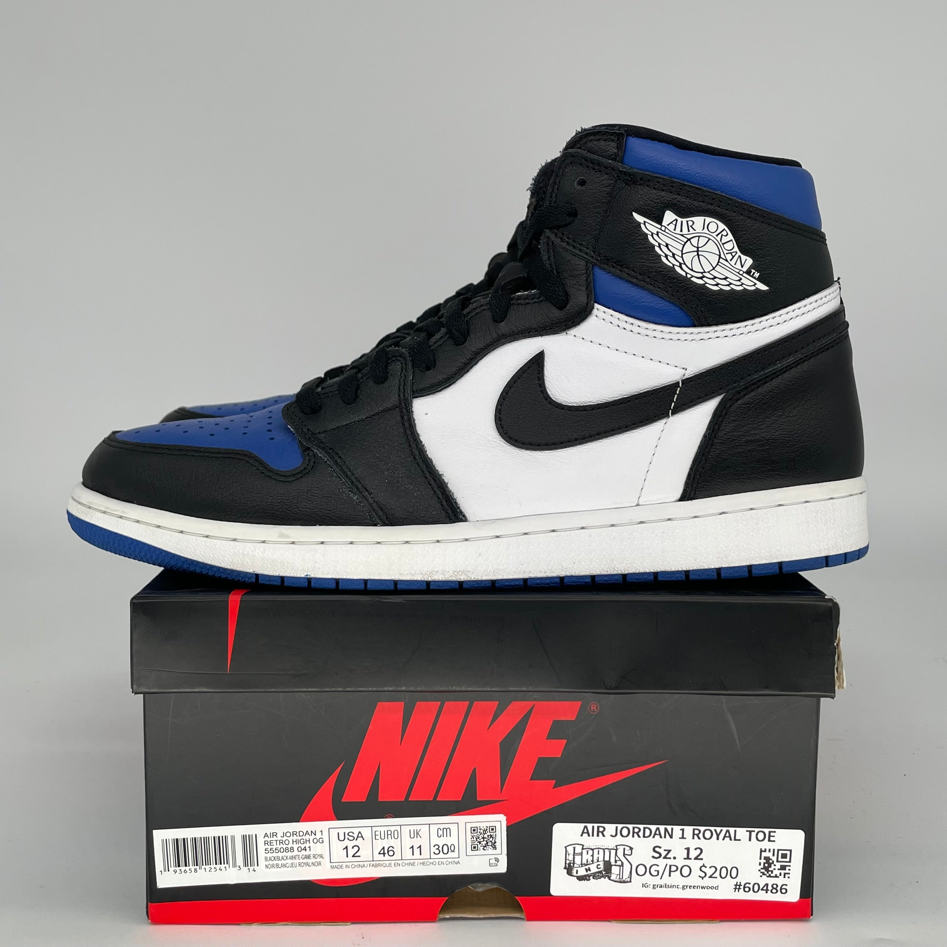 AIR JORDAN 1 ROYAL TOE SIZE 12 555088-041