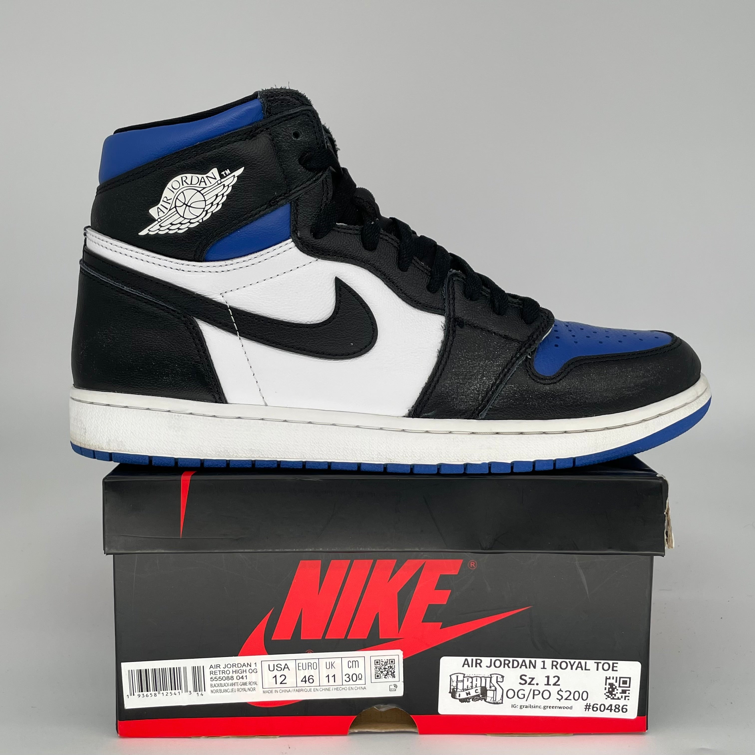 AIR JORDAN 1 ROYAL TOE SIZE 12 555088-041