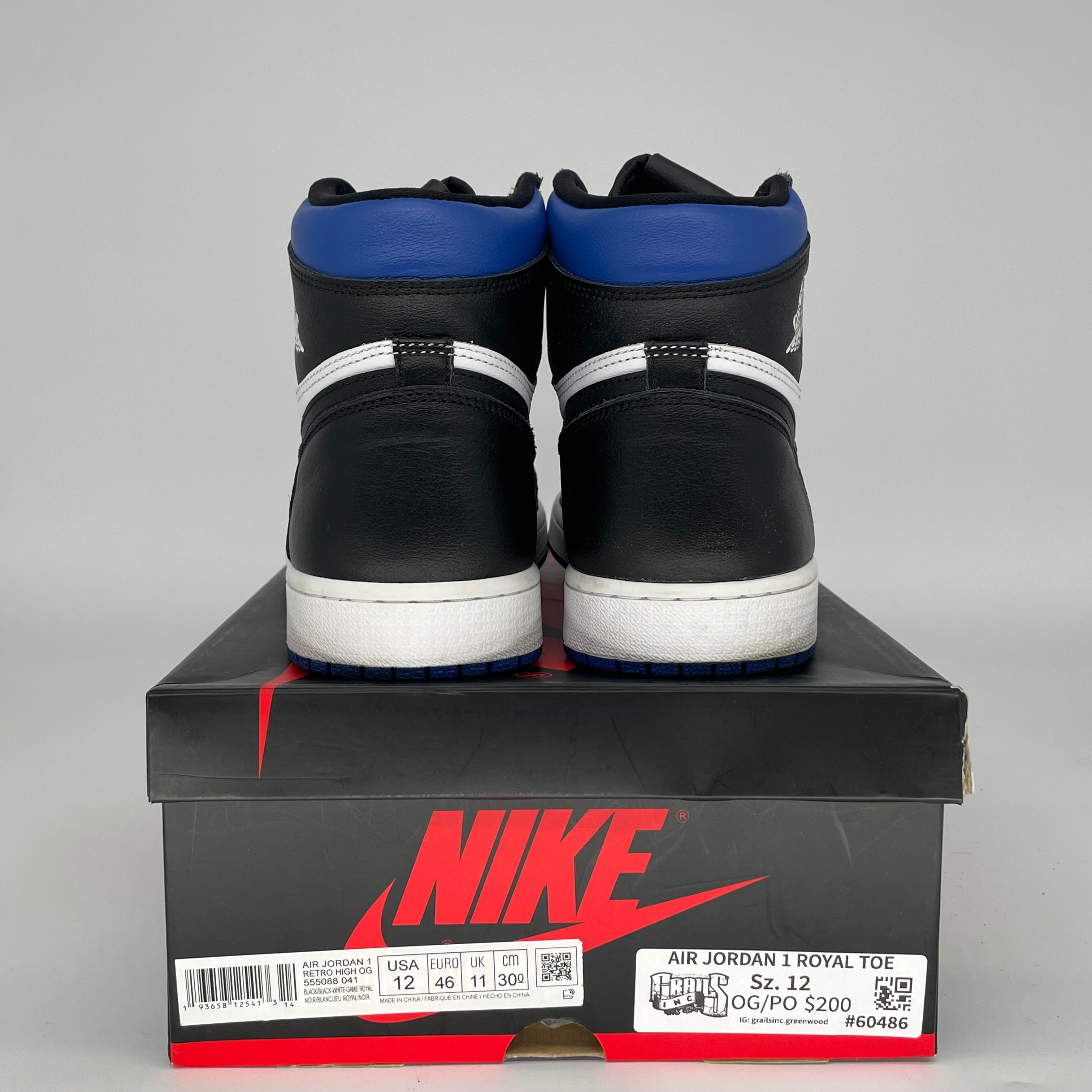 AIR JORDAN 1 ROYAL TOE SIZE 12 555088-041