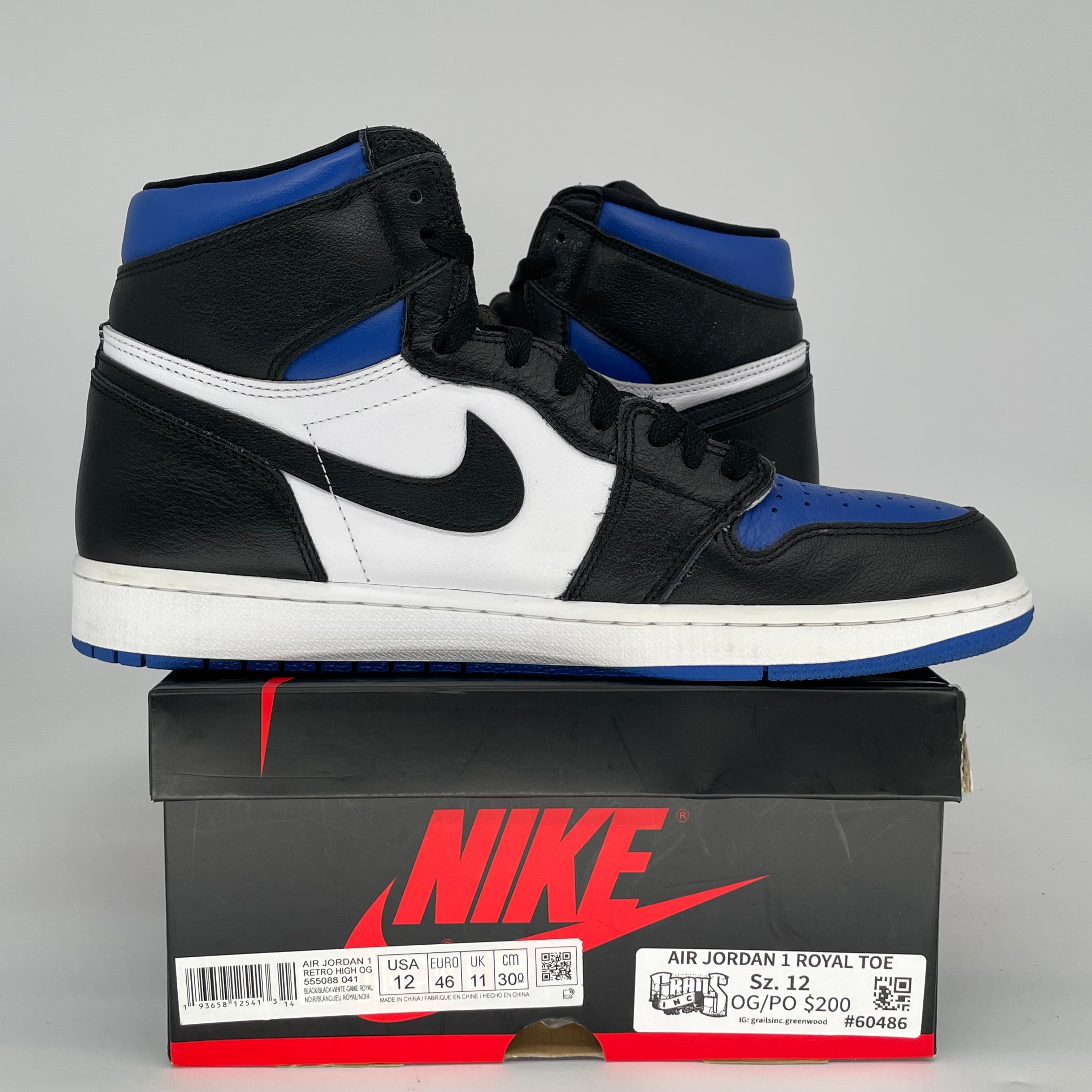 AIR JORDAN 1 ROYAL TOE SIZE 12 555088-041