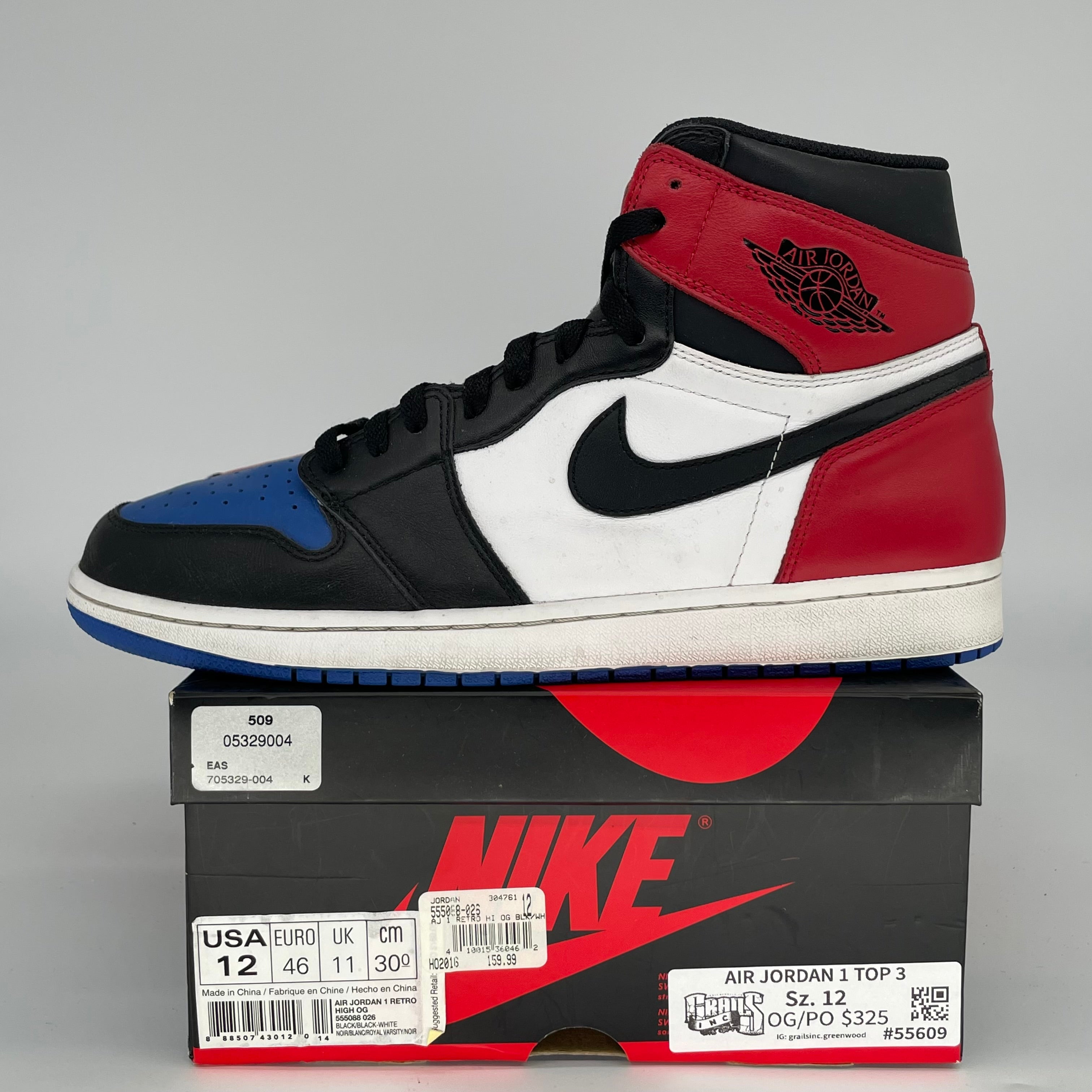 AIR JORDAN 1 TOP 3 SIZE 12 555088-026