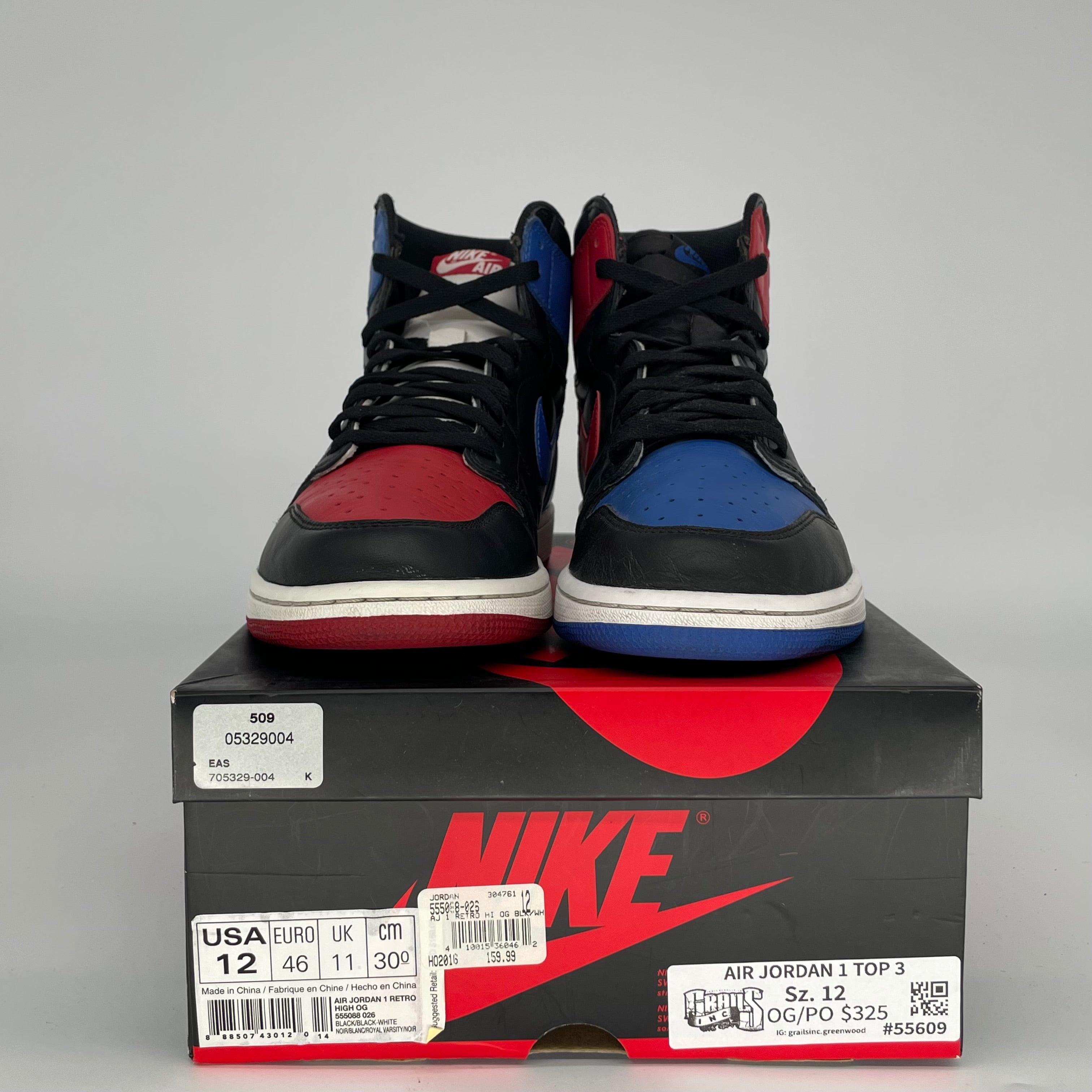 AIR JORDAN 1 TOP 3 SIZE 12 555088-026