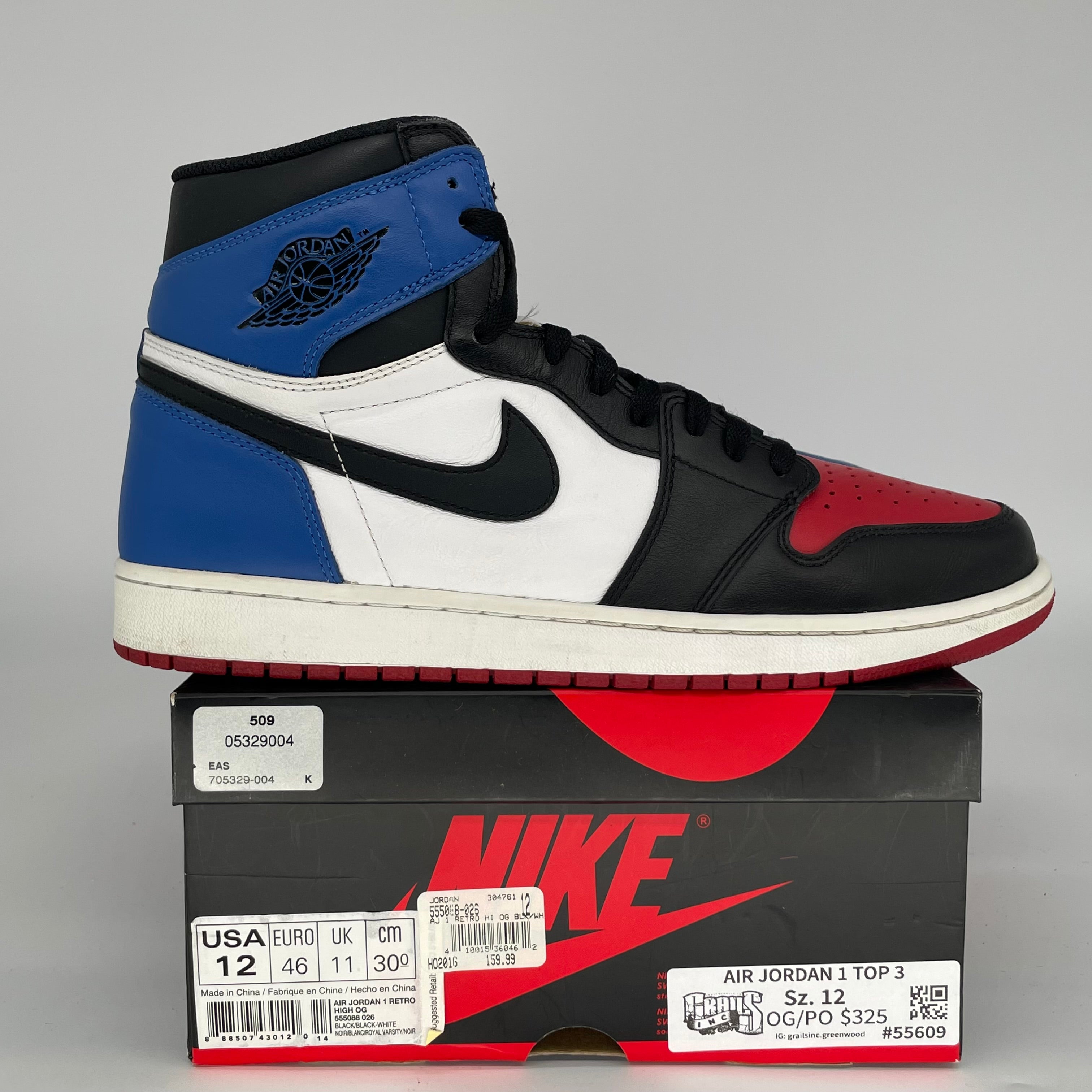 AIR JORDAN 1 TOP 3 SIZE 12 555088-026