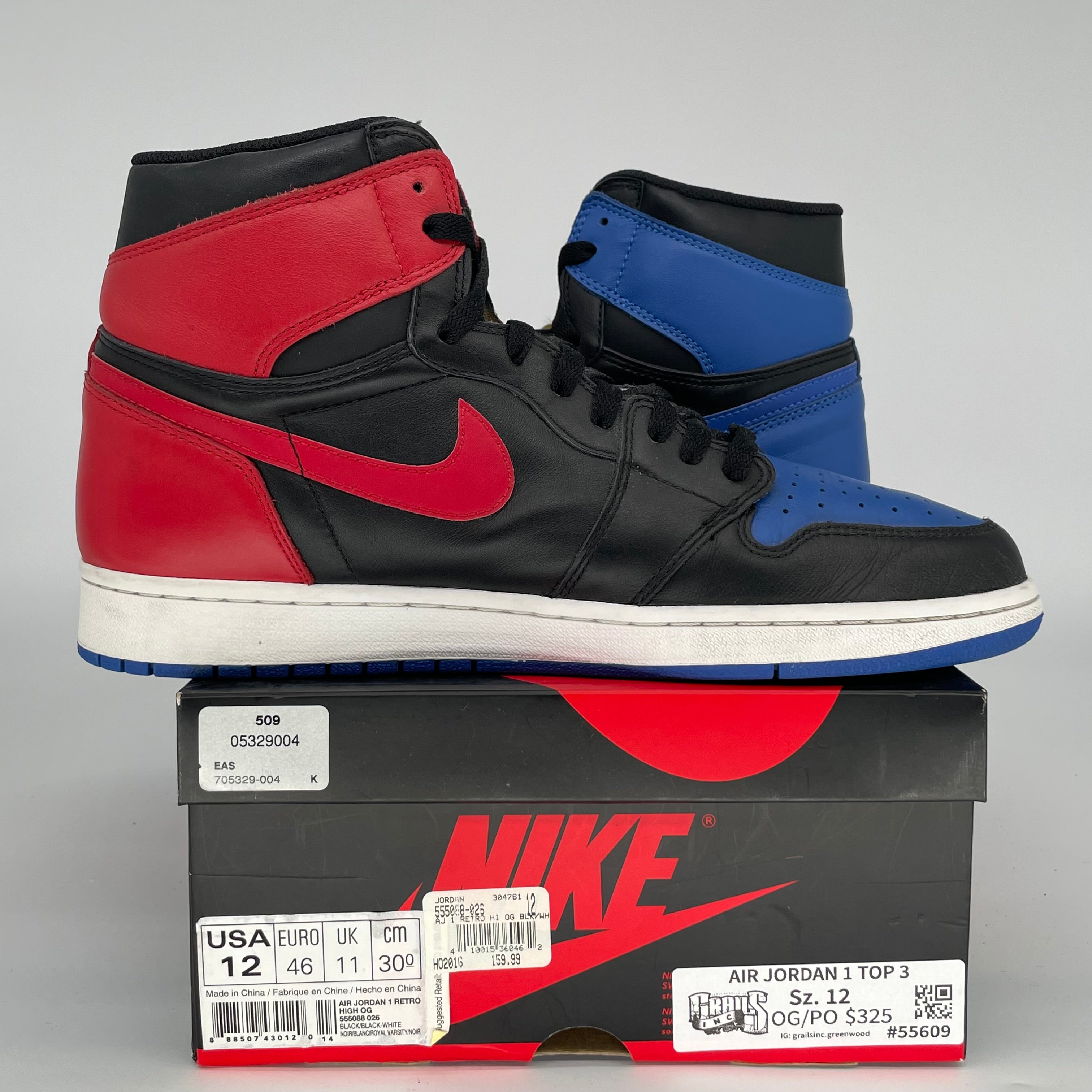 AIR JORDAN 1 TOP 3 SIZE 12 555088-026