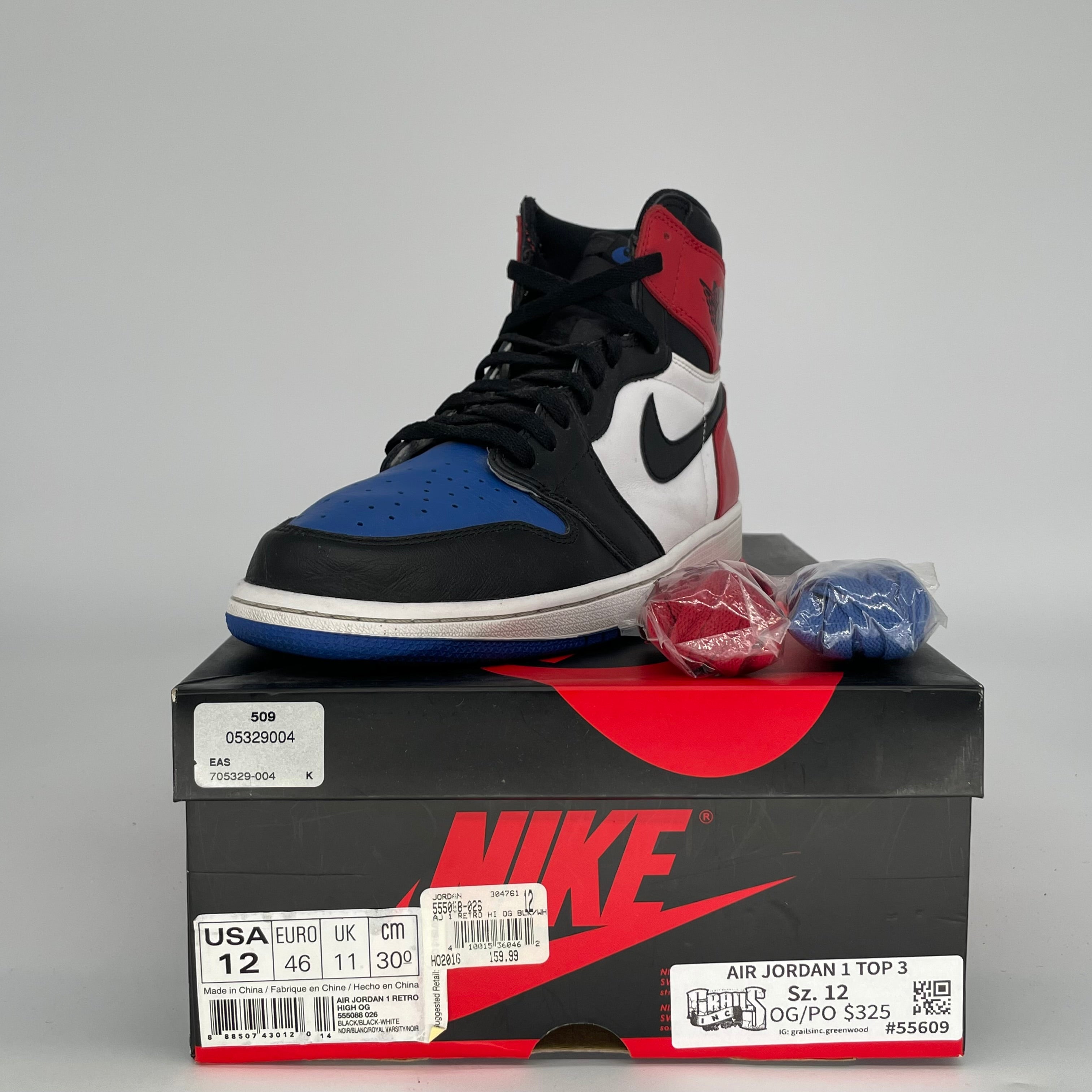 AIR JORDAN 1 TOP 3 SIZE 12 555088-026