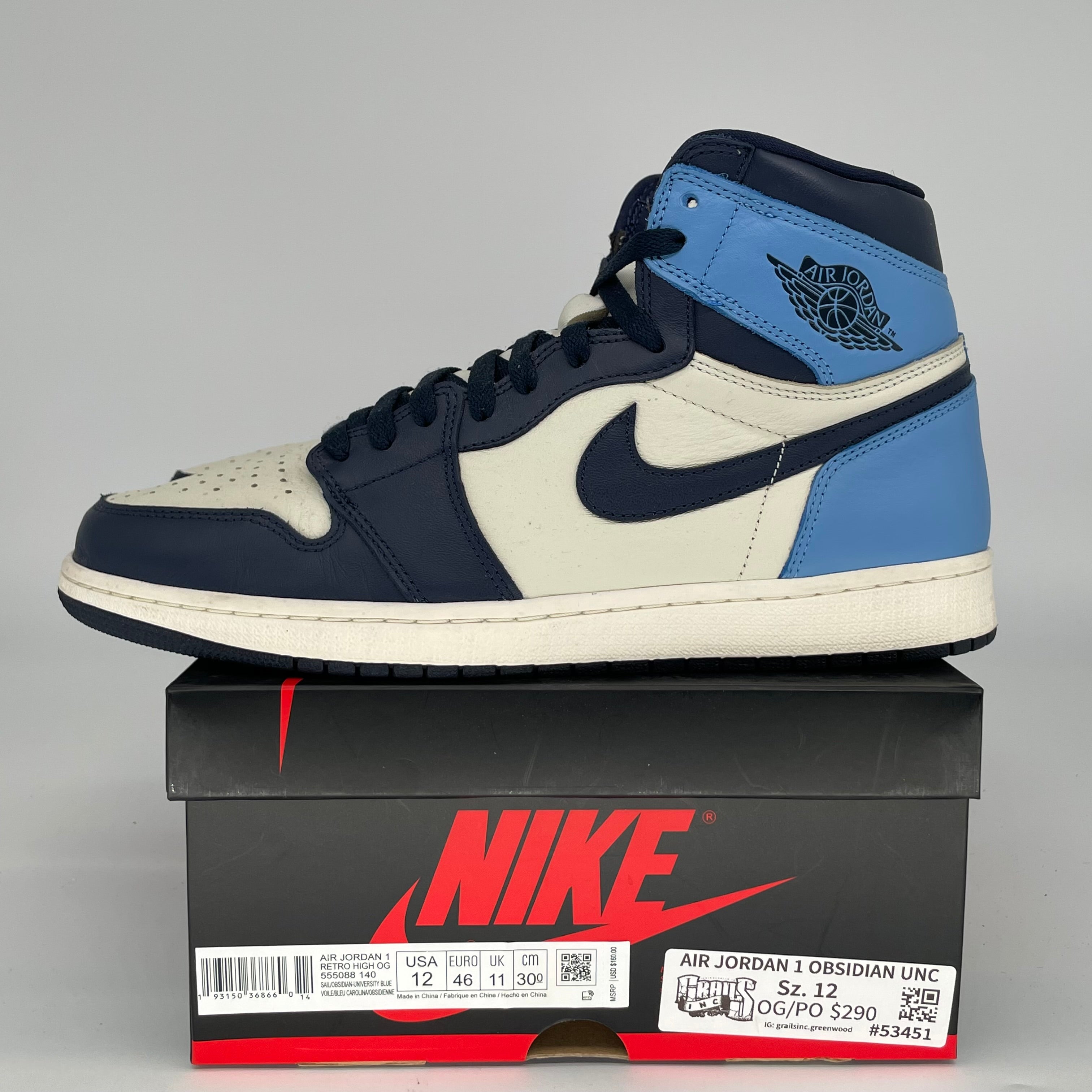 AIR JORDAN 1 OBSIDIAN SIZE 12 555088-140