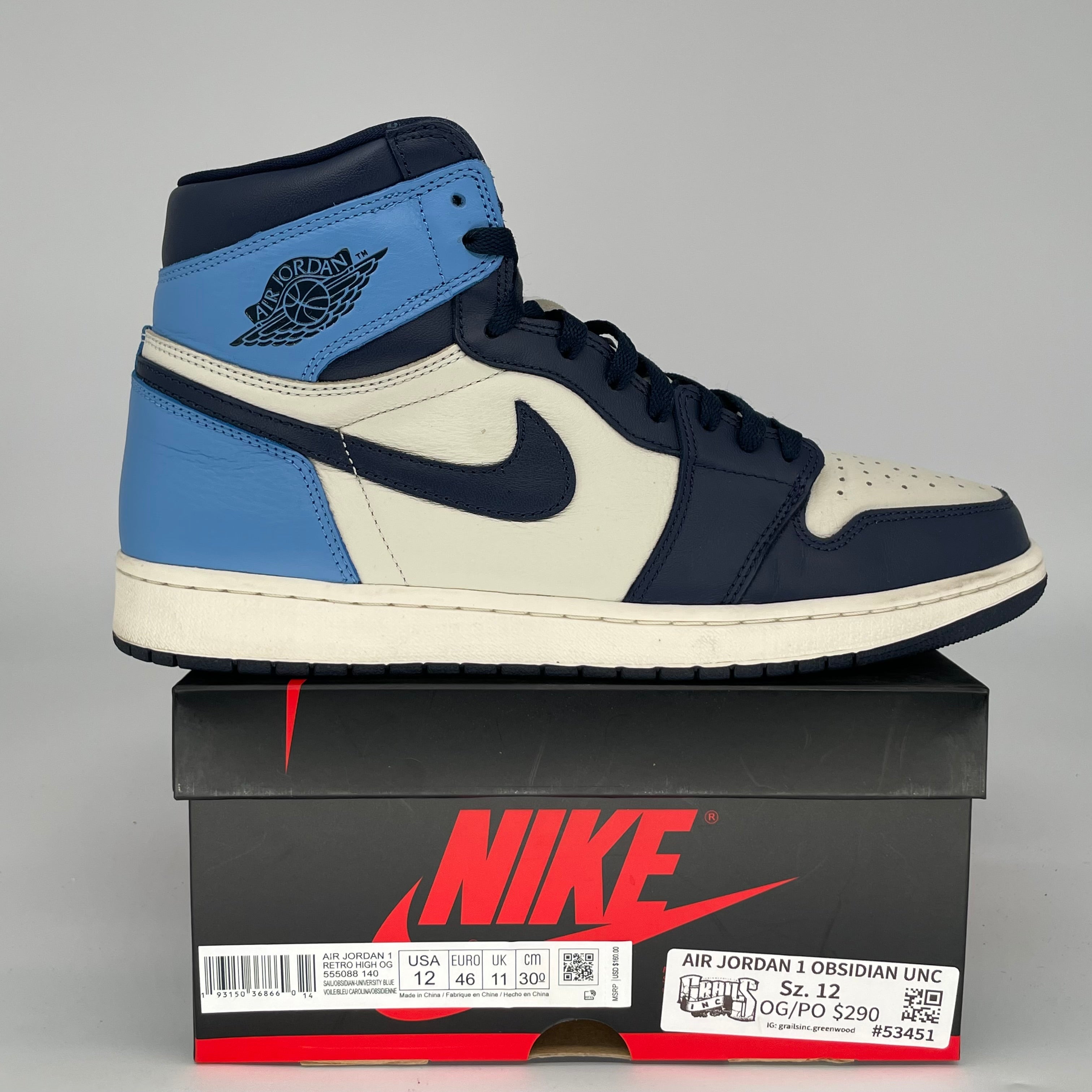 AIR JORDAN 1 OBSIDIAN SIZE 12 555088-140