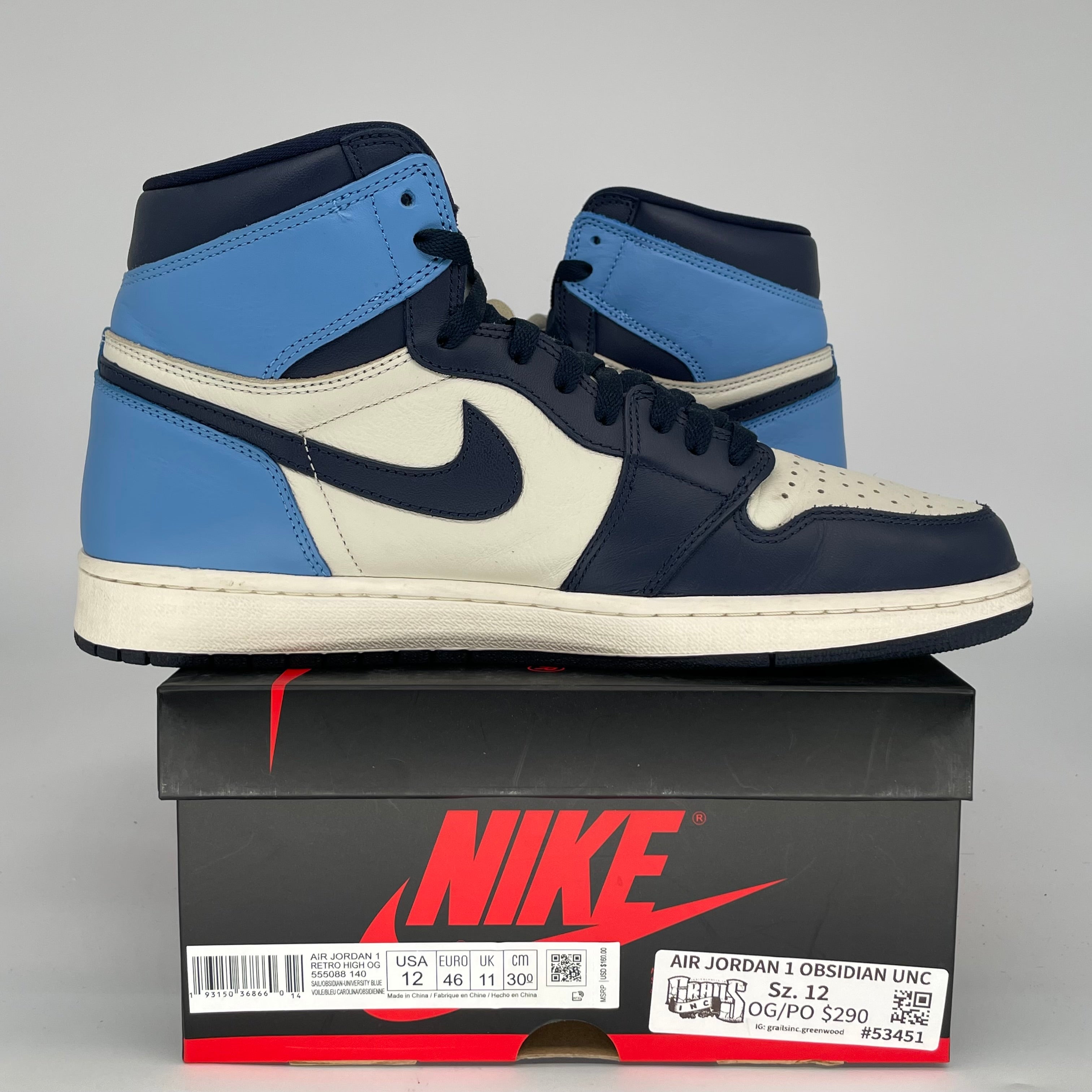 AIR JORDAN 1 OBSIDIAN SIZE 12 555088-140