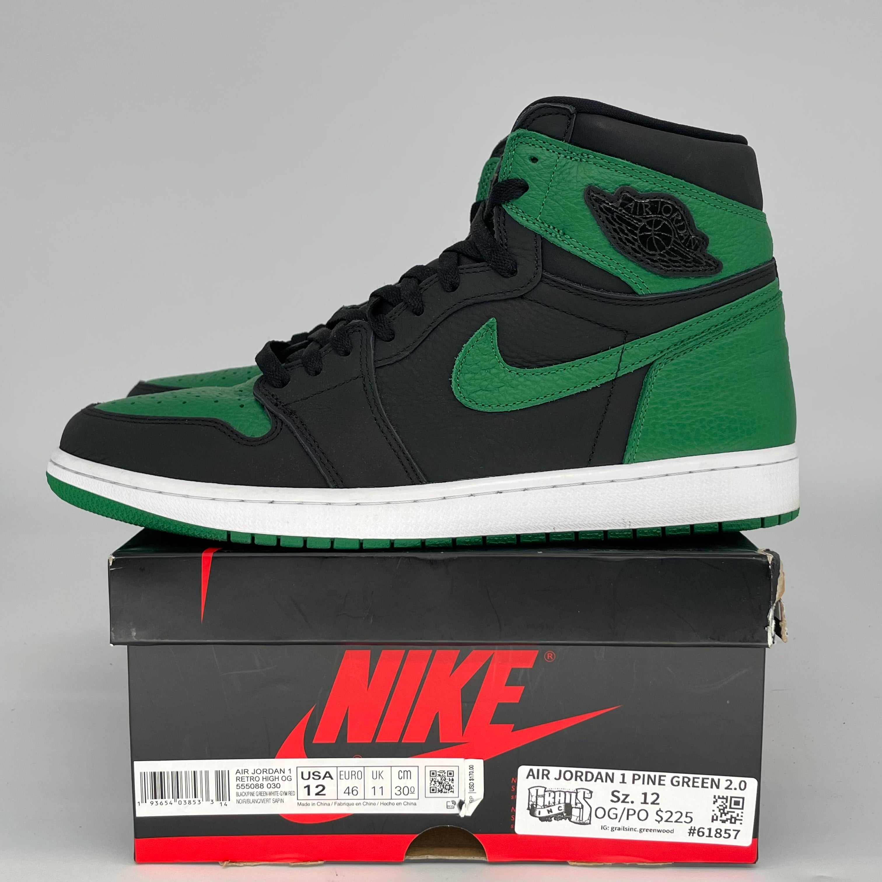 AIR JORDAN 1 PINE GREEN 2.0 SIZE 12 555088-030