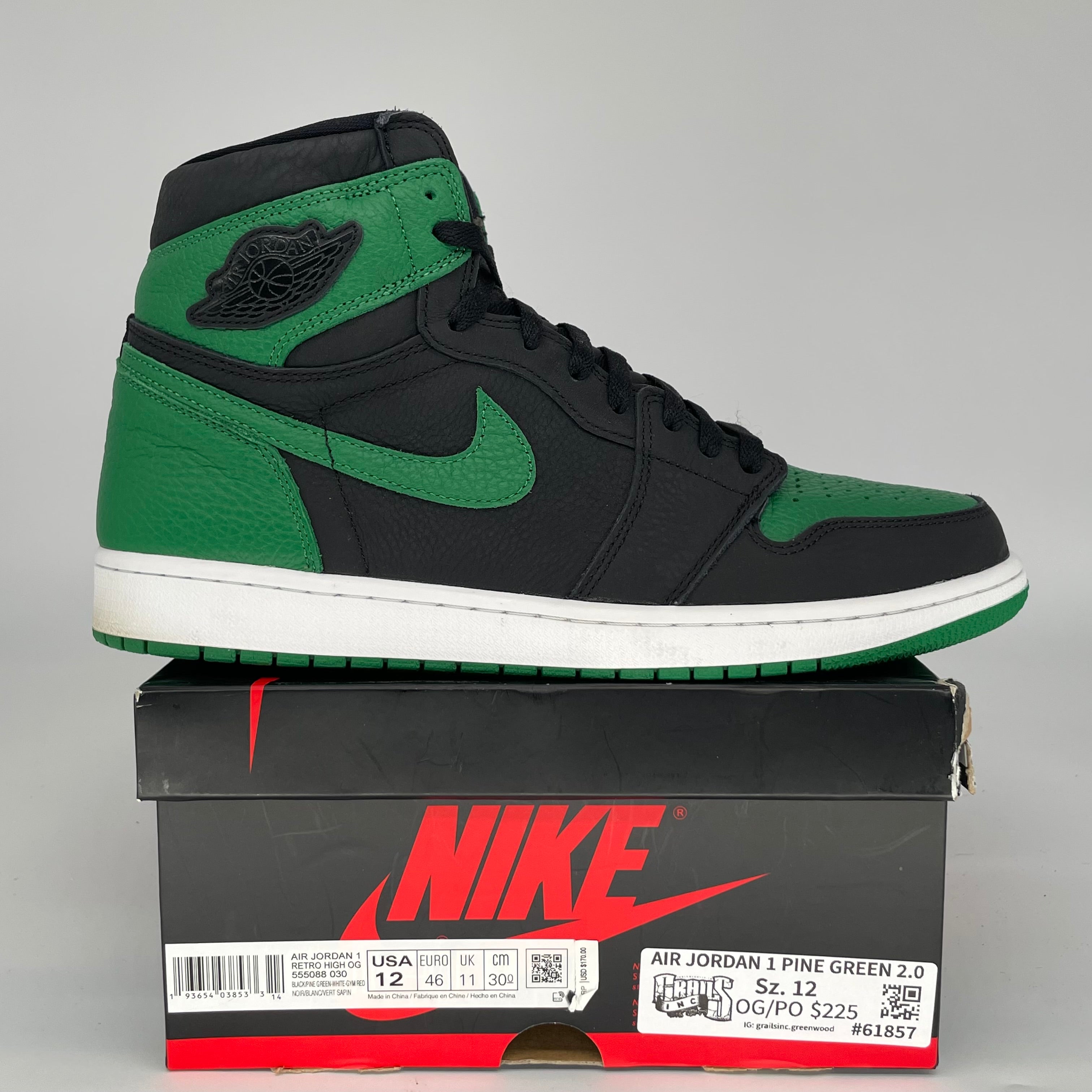 AIR JORDAN 1 PINE GREEN 2.0 SIZE 12 555088-030