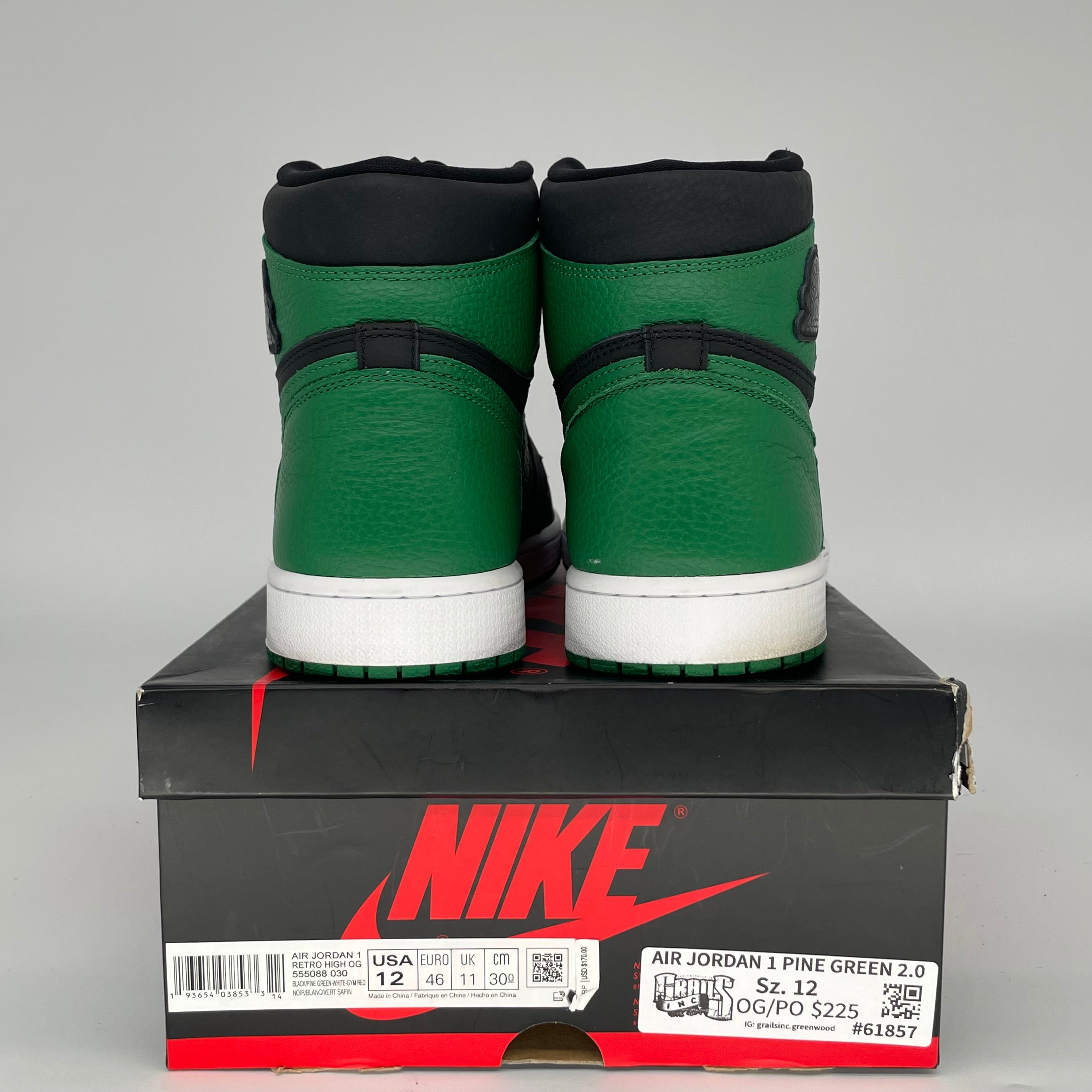 AIR JORDAN 1 PINE GREEN 2.0 SIZE 12 555088-030