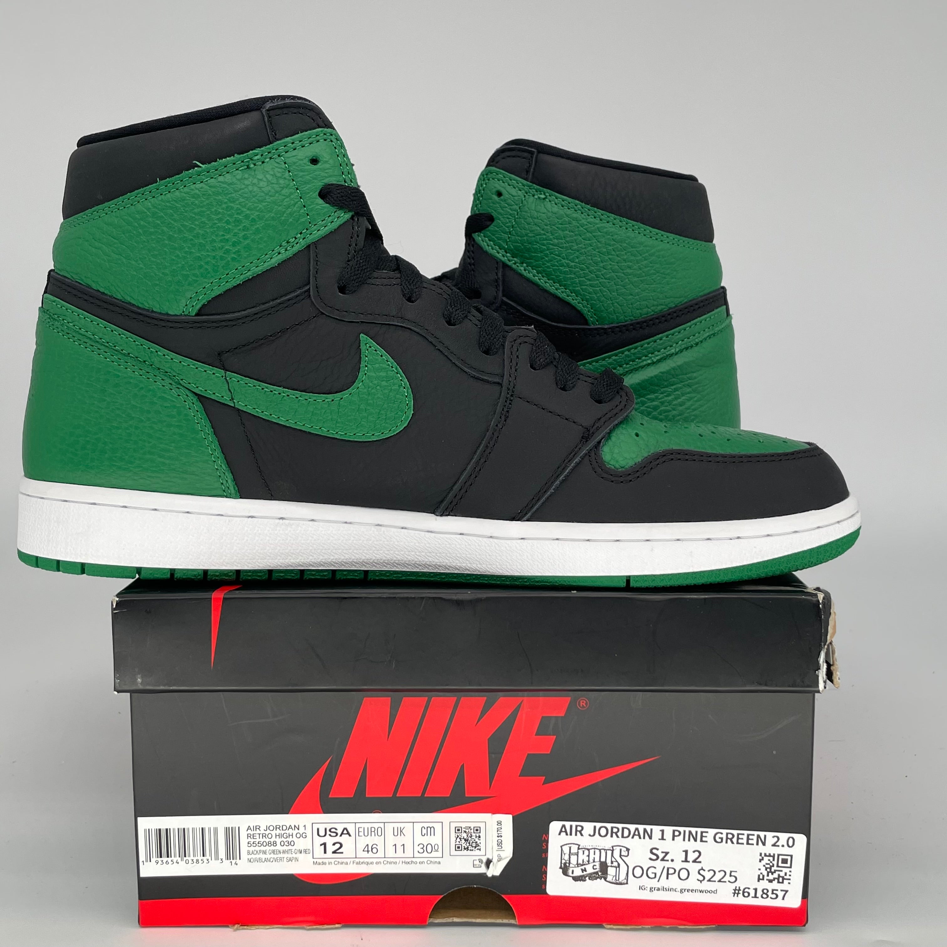 AIR JORDAN 1 PINE GREEN 2.0 SIZE 12 555088-030