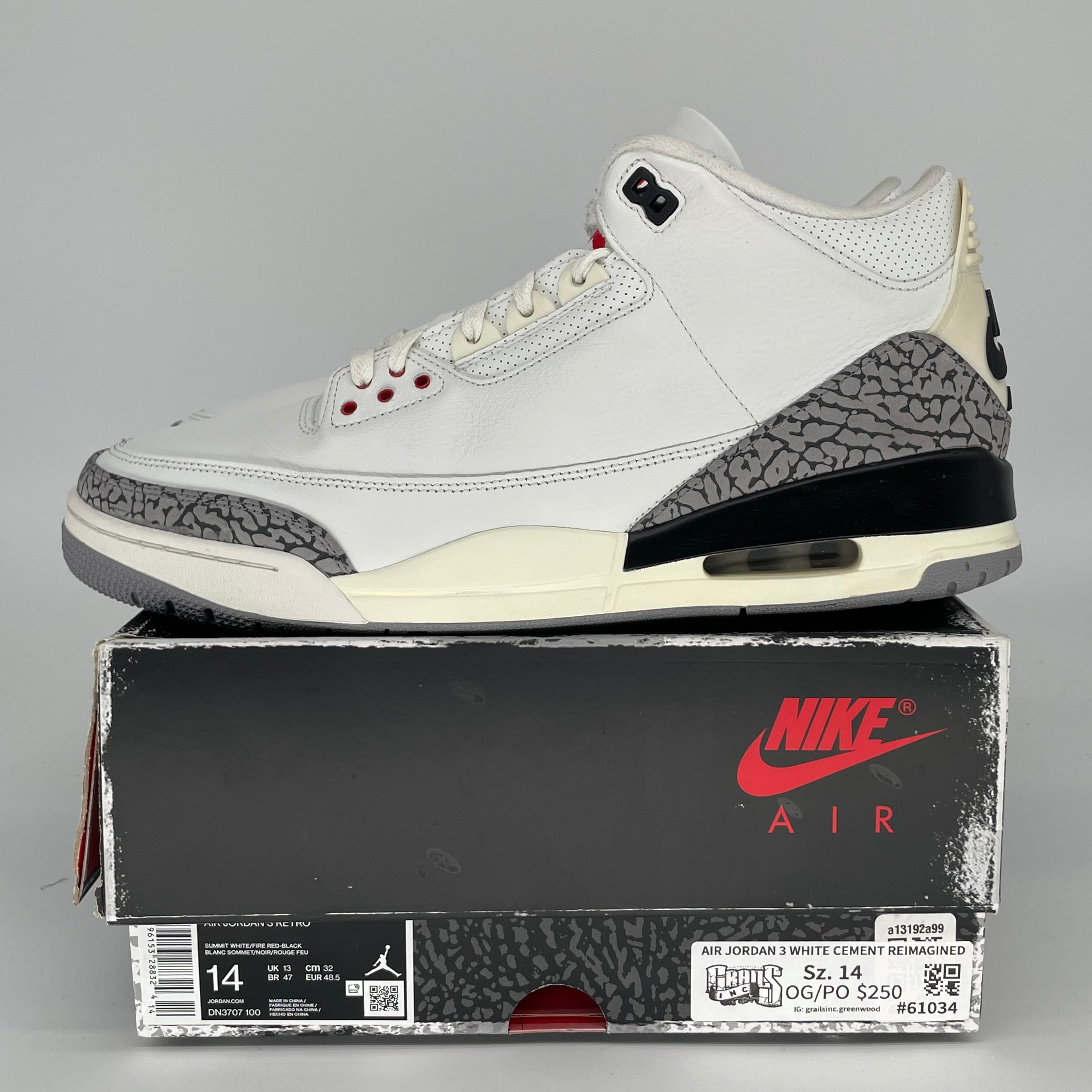 AIR JORDAN 3 WHITE CEMENT REIMAGINED SIZE 14 DN3707-100