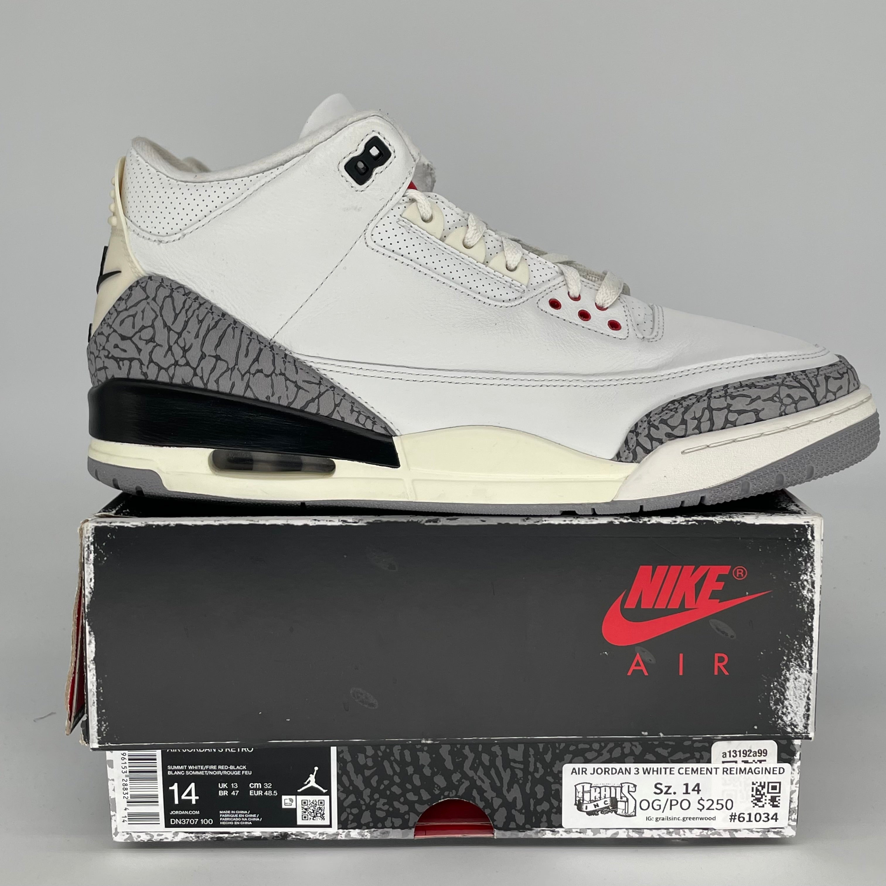 AIR JORDAN 3 WHITE CEMENT REIMAGINED SIZE 14 DN3707-100