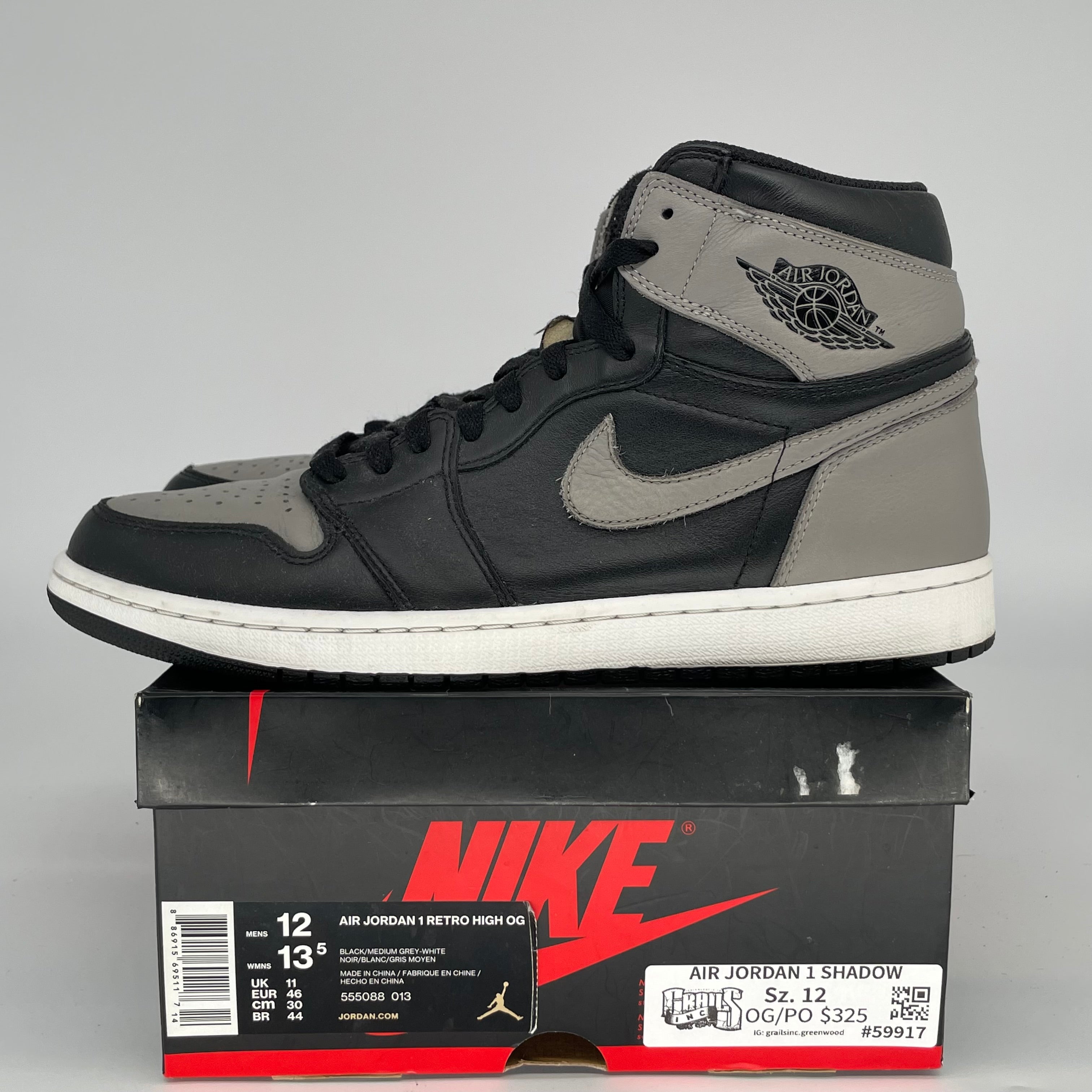 AIR JORDAN 1 SHADOW SIZE 12 555088-013