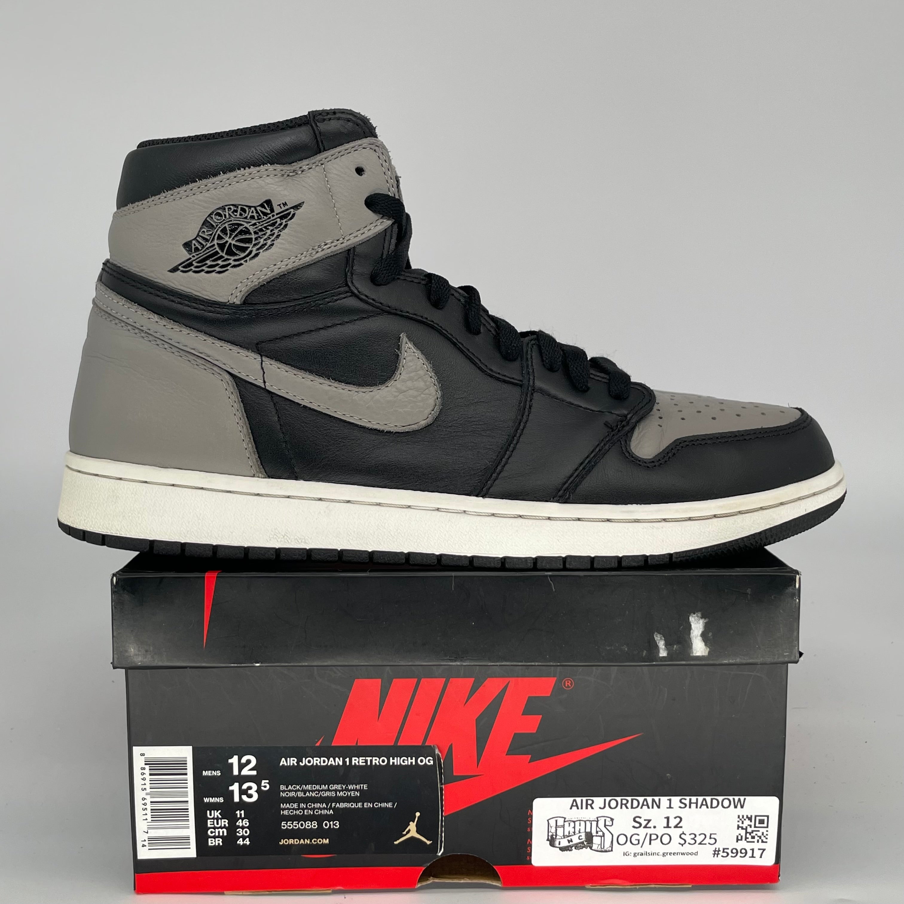 AIR JORDAN 1 SHADOW SIZE 12 555088-013