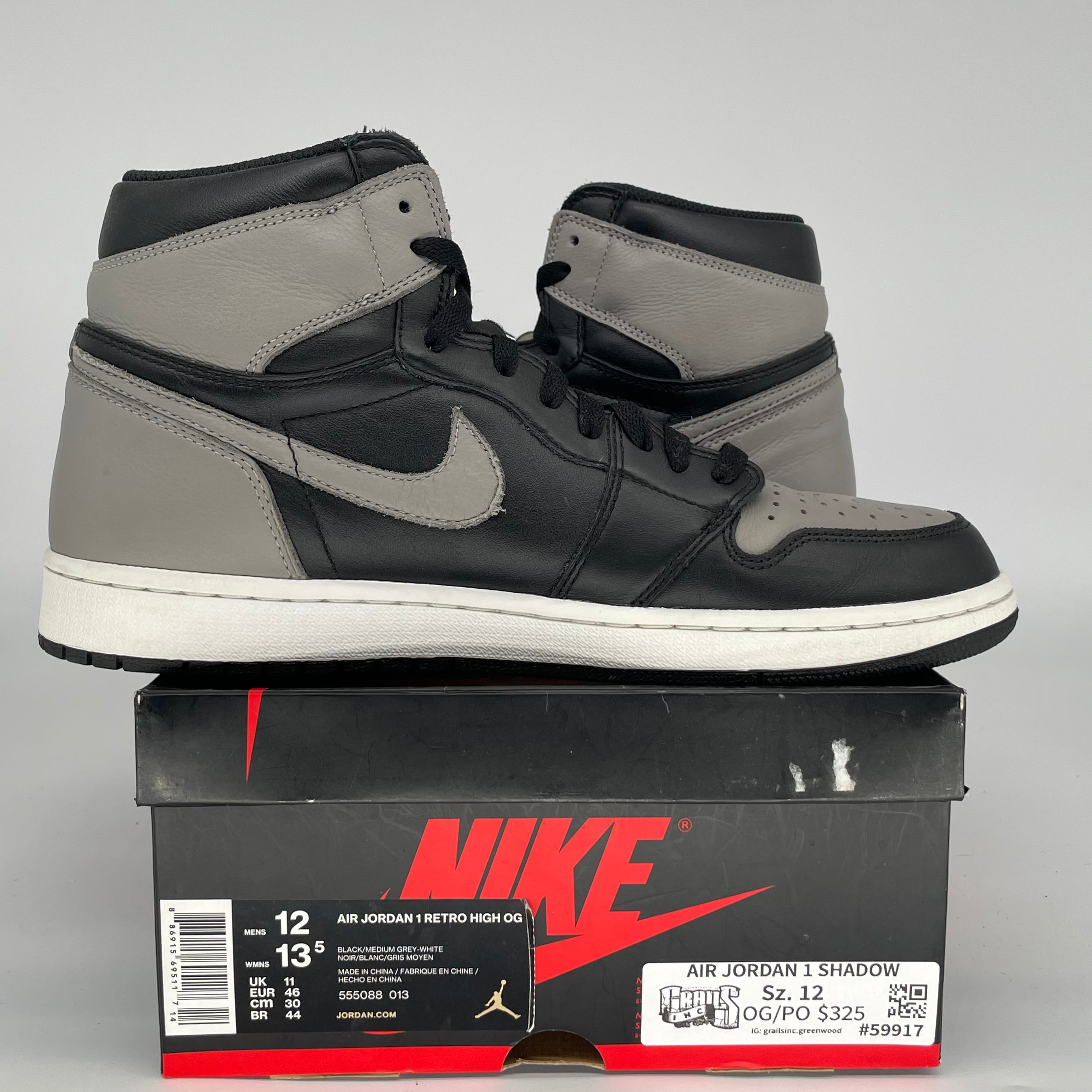 AIR JORDAN 1 SHADOW SIZE 12 555088-013