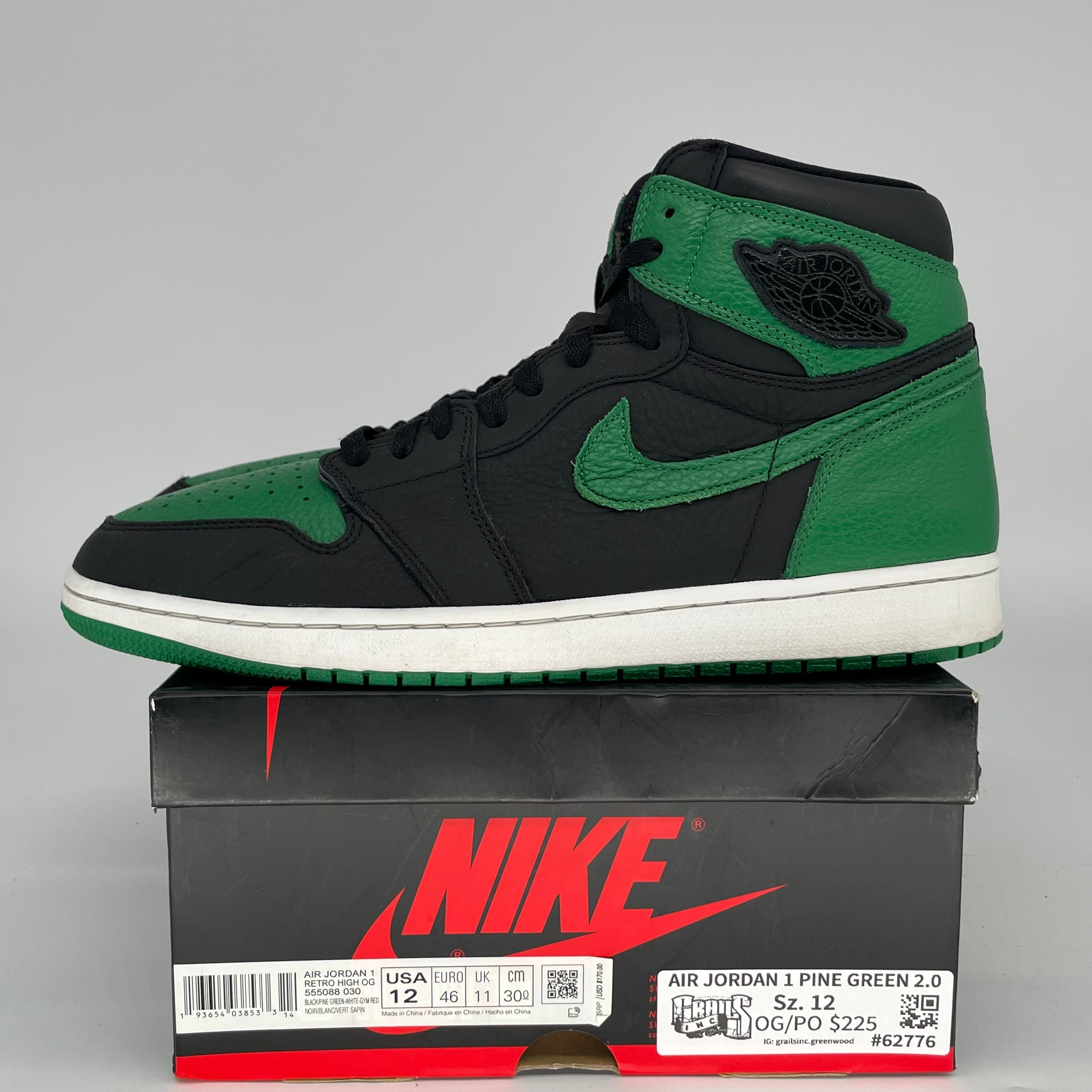 AIR JORDAN 1 PINE GREEN 2.0 SIZE 12 555088-030