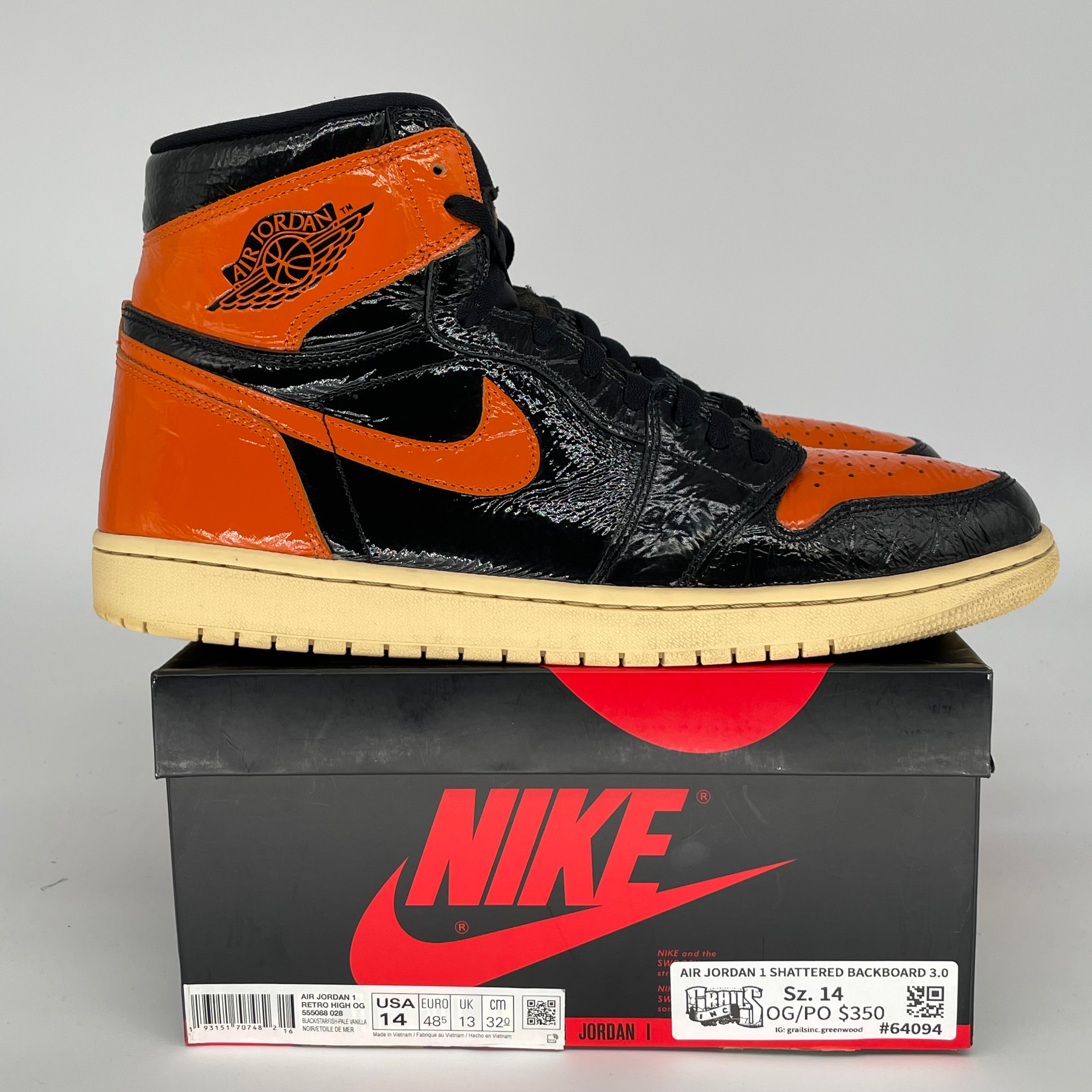 AIR JORDAN 1 SHATTERED BACKBOARD 3.0 SIZE 14 555088-028