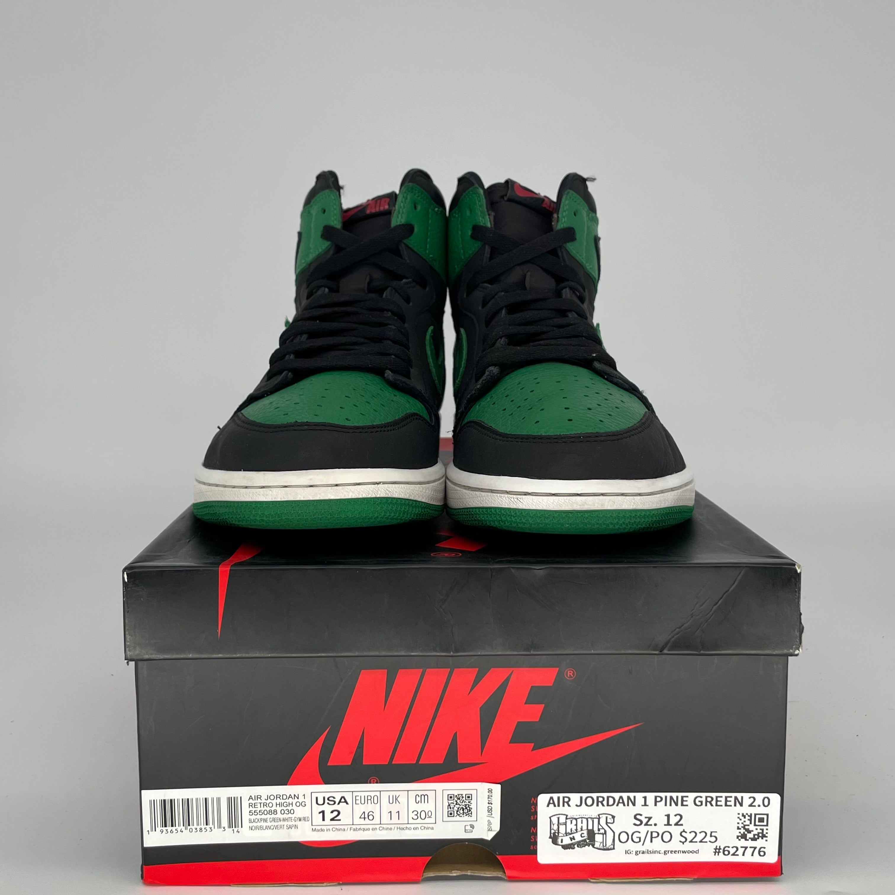 AIR JORDAN 1 PINE GREEN 2.0 SIZE 12 555088-030