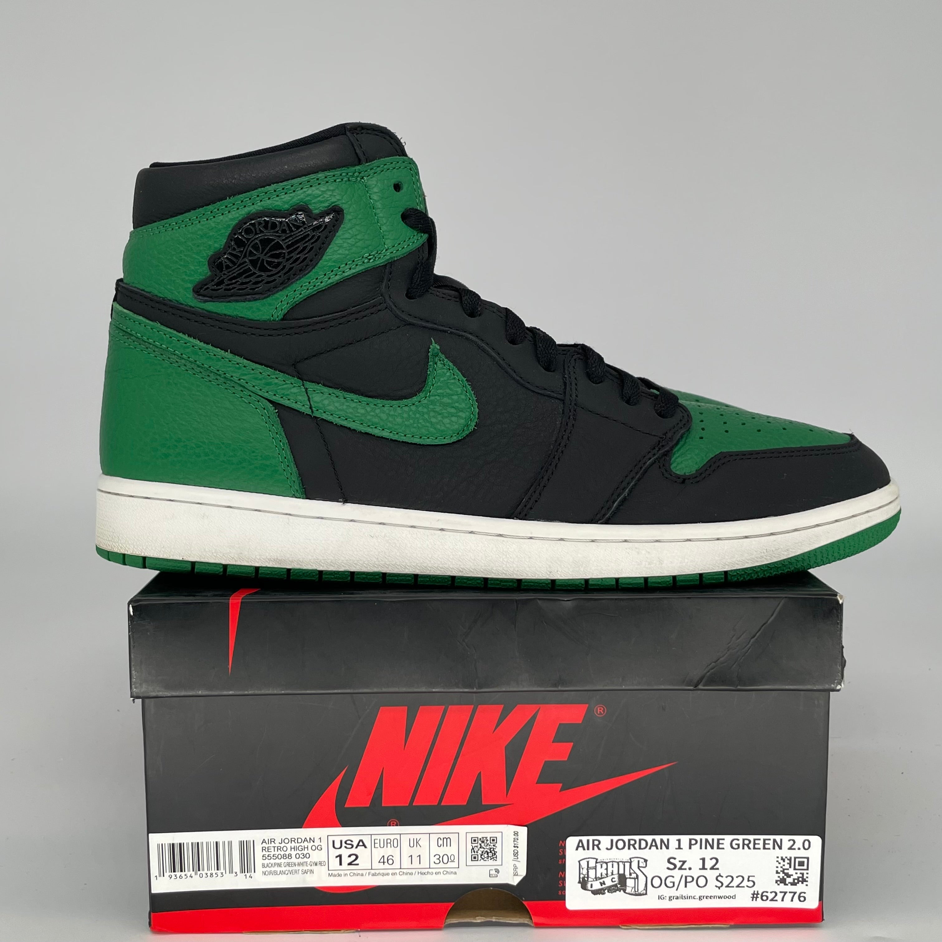 AIR JORDAN 1 PINE GREEN 2.0 SIZE 12 555088-030