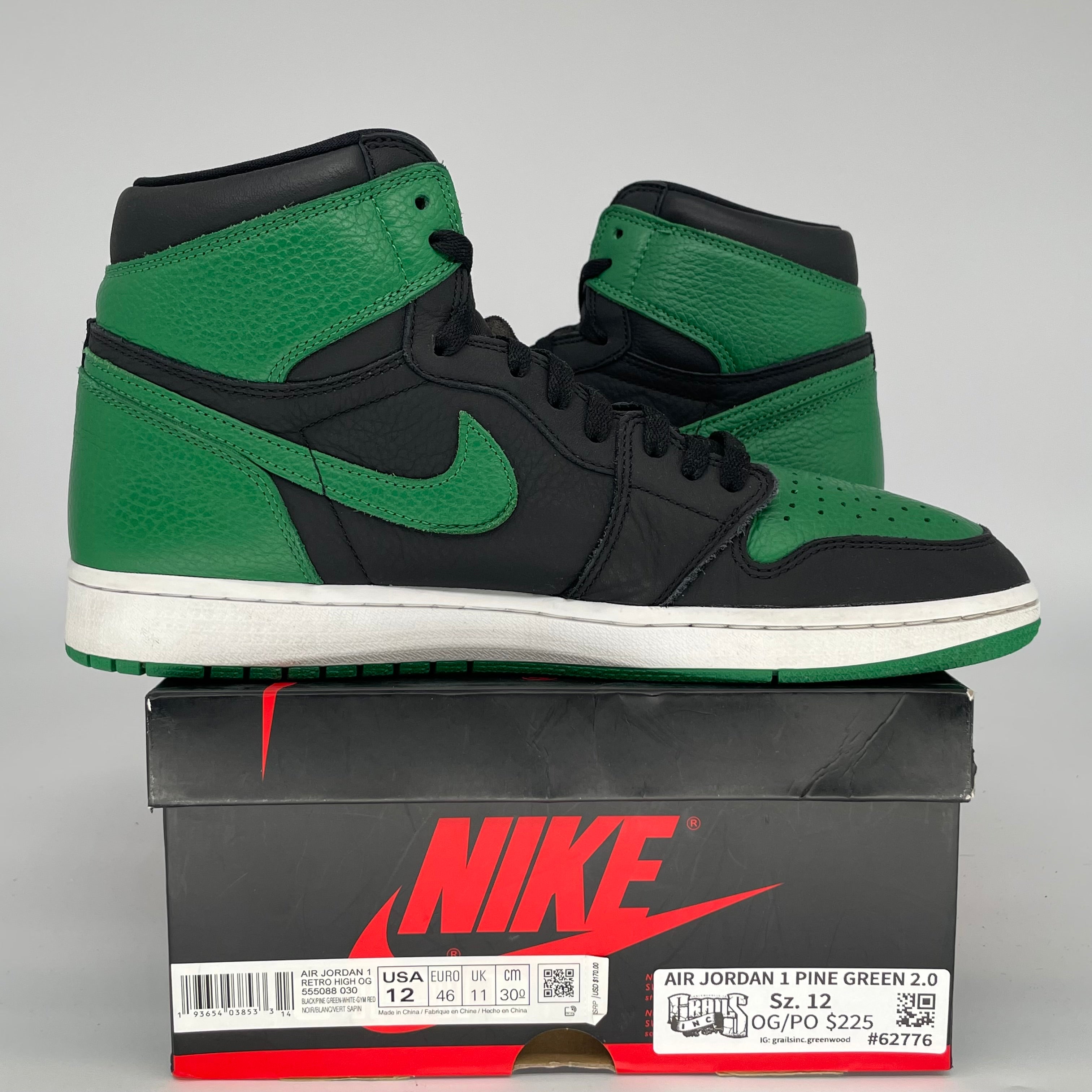 AIR JORDAN 1 PINE GREEN 2.0 SIZE 12 555088-030