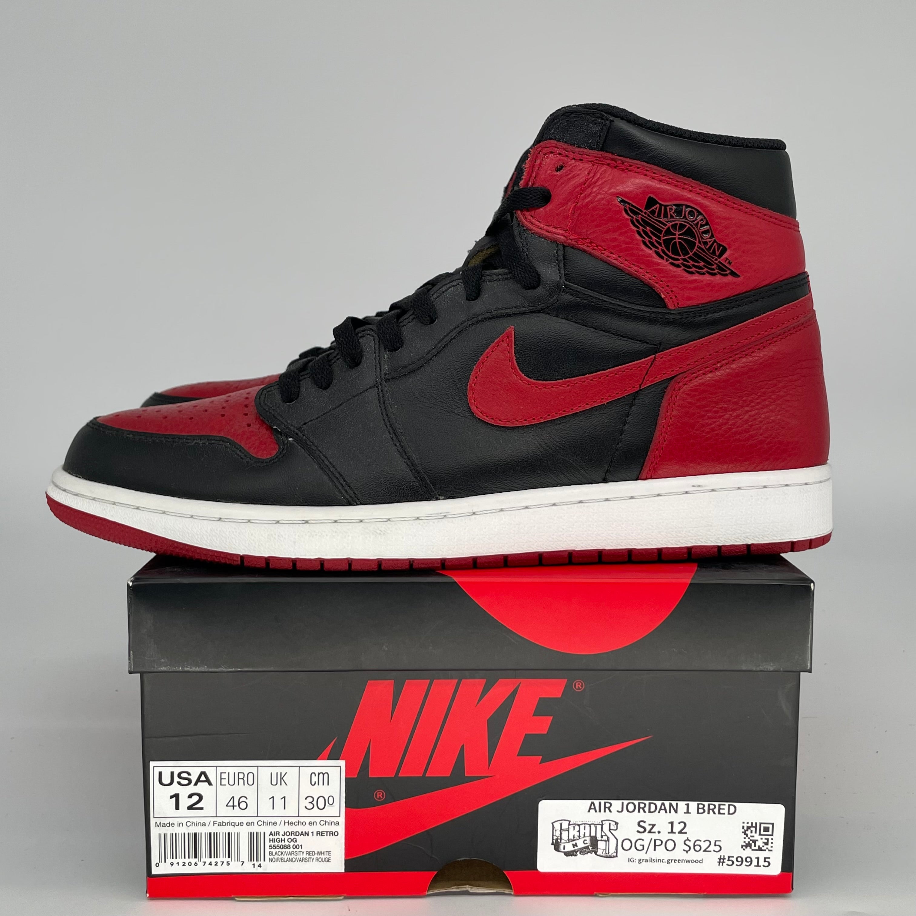 AIR JORDAN 1 BRED SIZE 12 555088-001