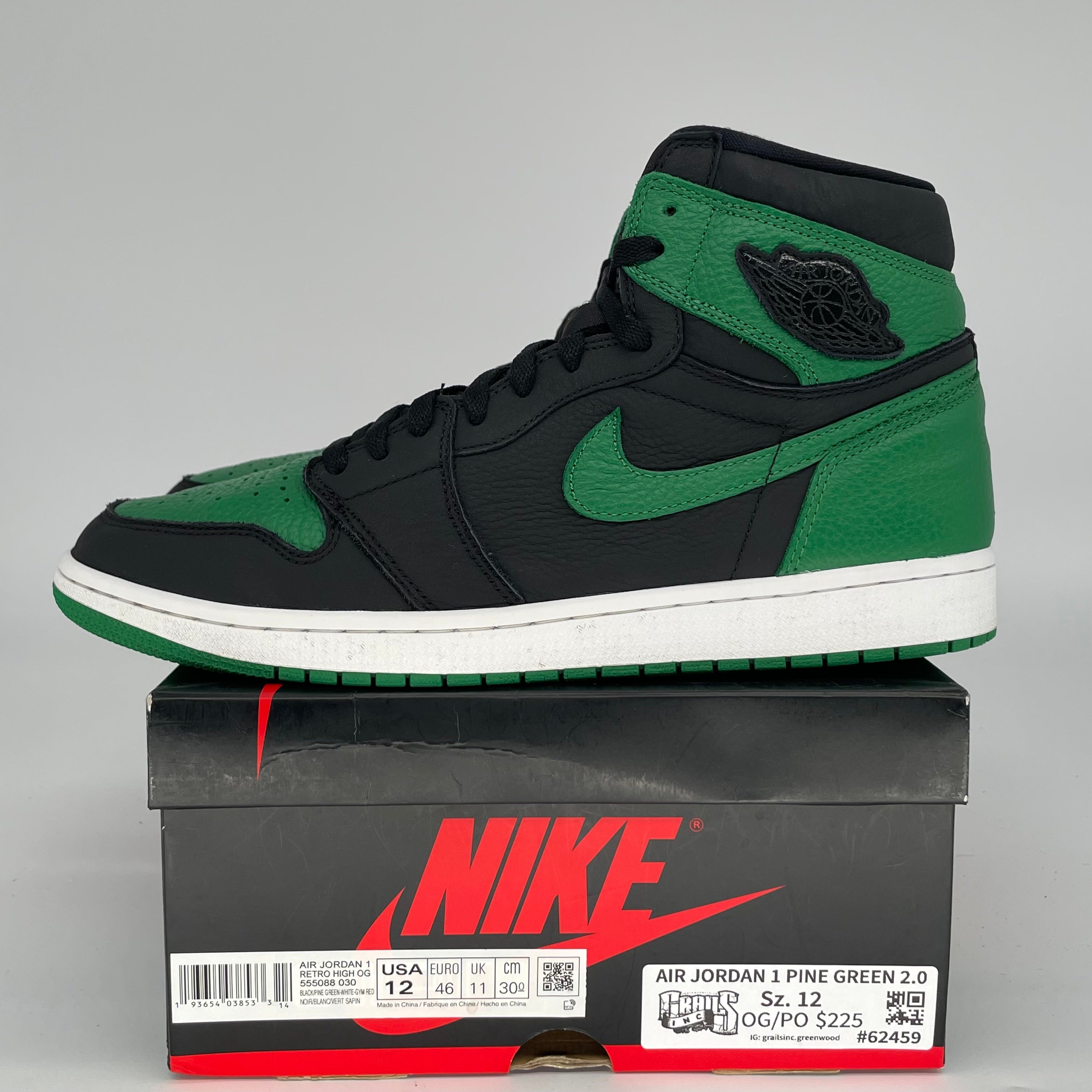 AIR JORDAN 1 PINE GREEN 2.0 SIZE 12 555088-030