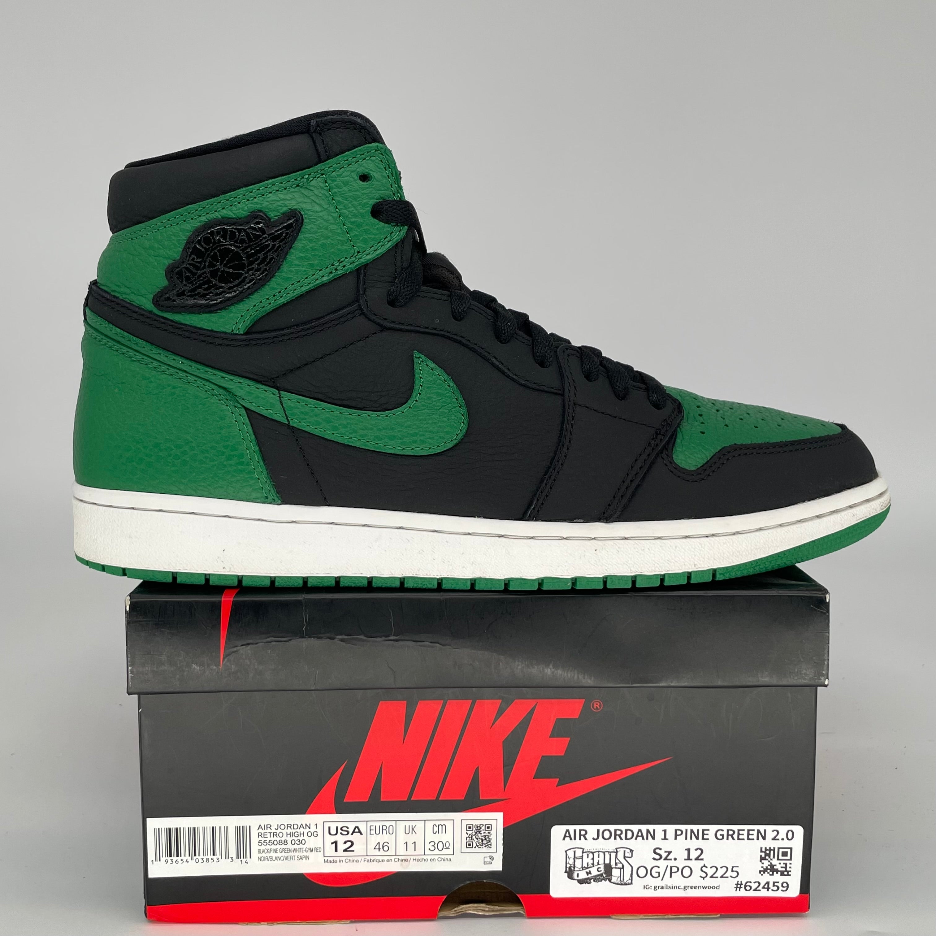 AIR JORDAN 1 PINE GREEN 2.0 SIZE 12 555088-030