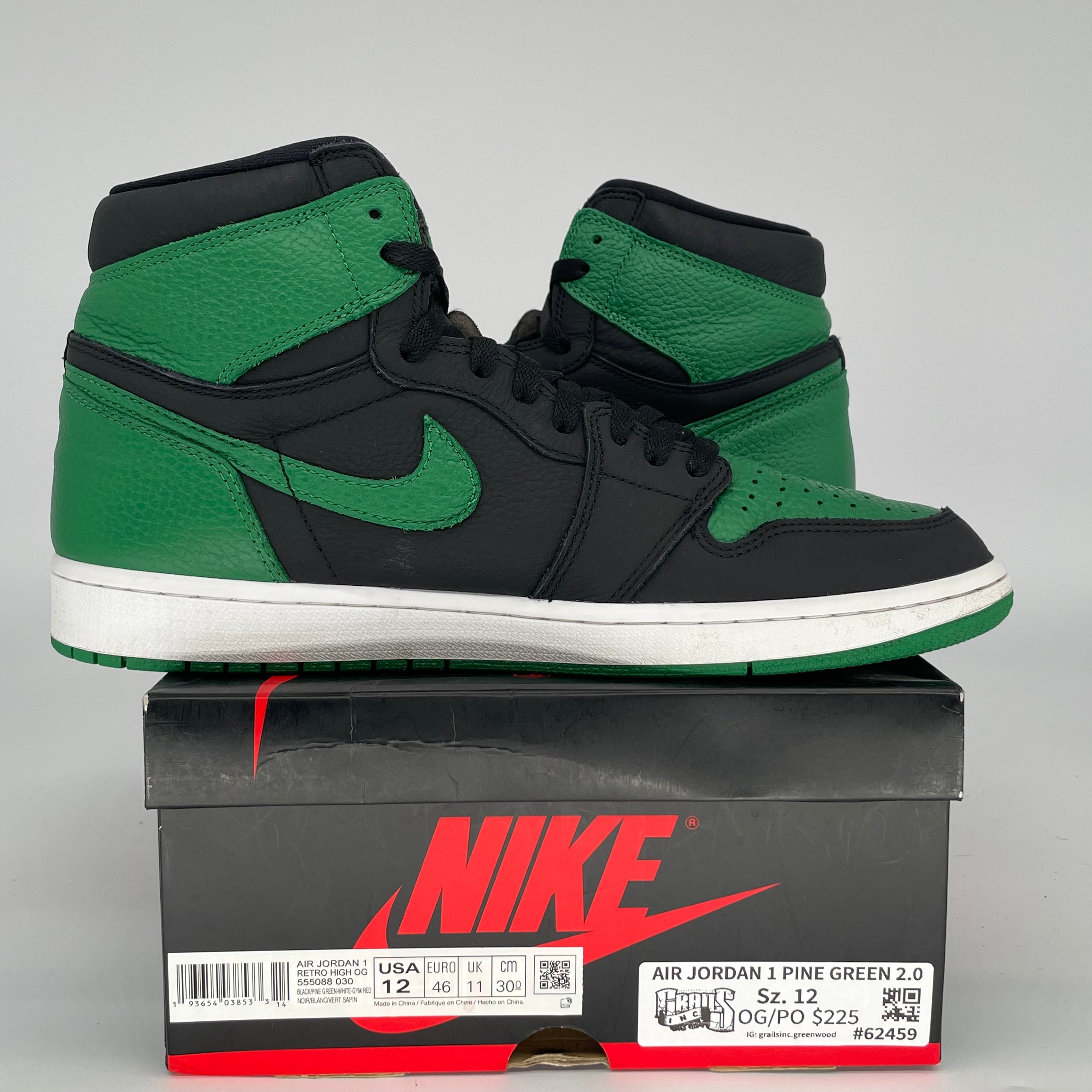 AIR JORDAN 1 PINE GREEN 2.0 SIZE 12 555088-030