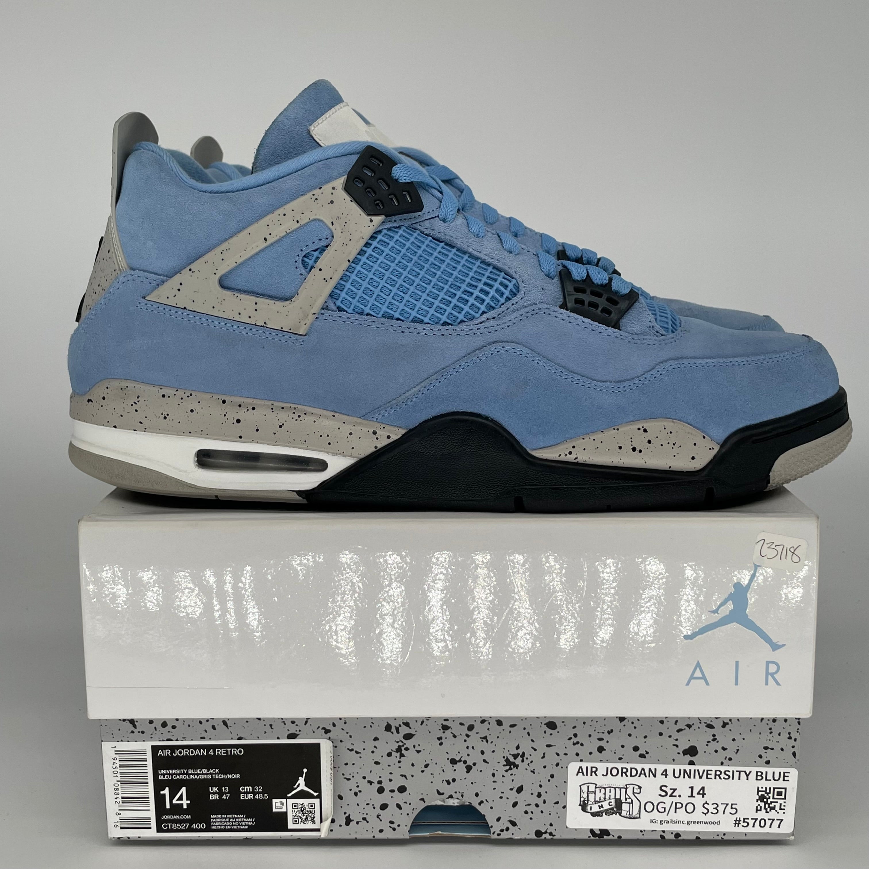 AIR JORDAN 4 UNIVERSITY BLUE SIZE 14 CT8527-400