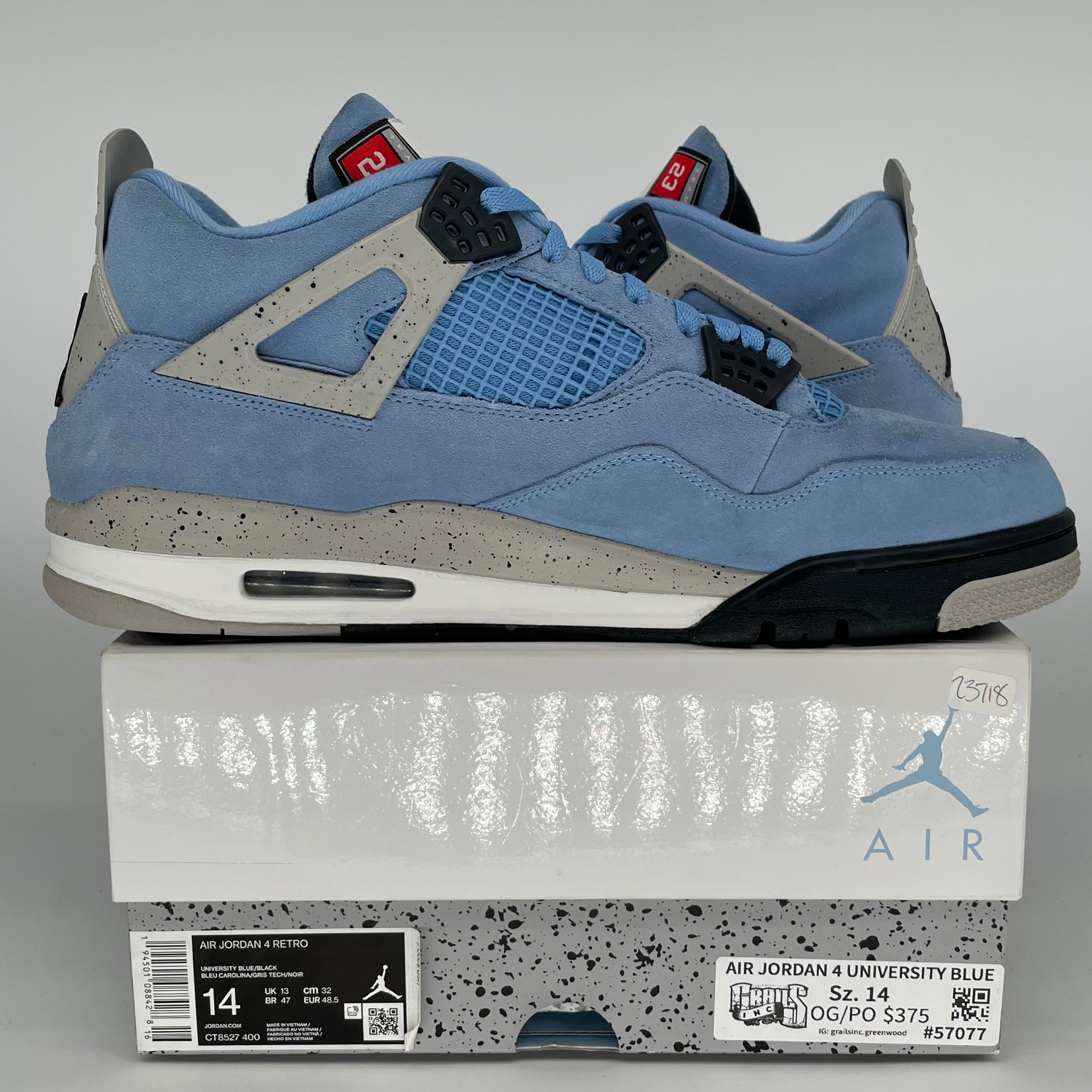 AIR JORDAN 4 UNIVERSITY BLUE SIZE 14 CT8527-400