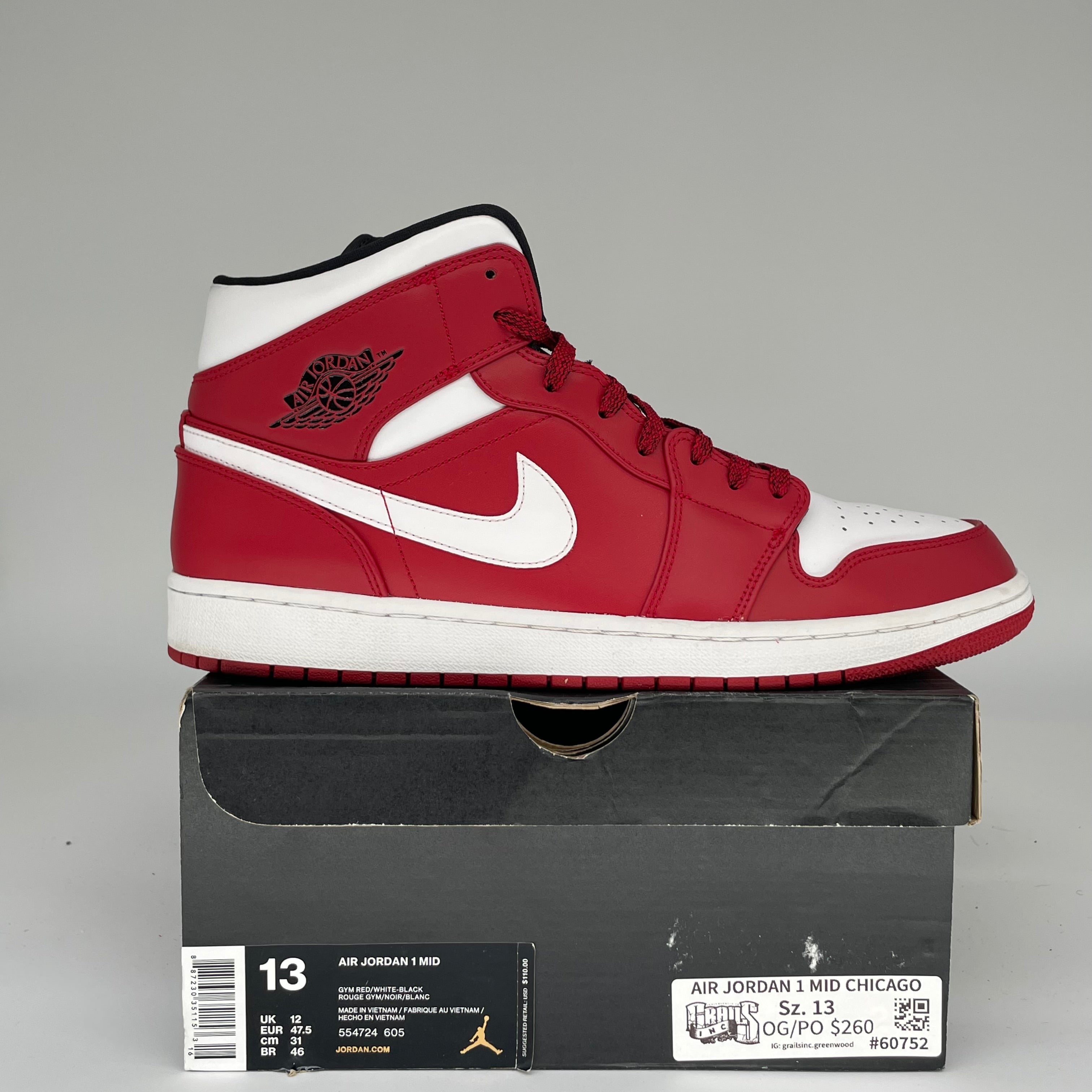 AIR JORDAN 1 MID CHICAGO SIZE 13 554724-605