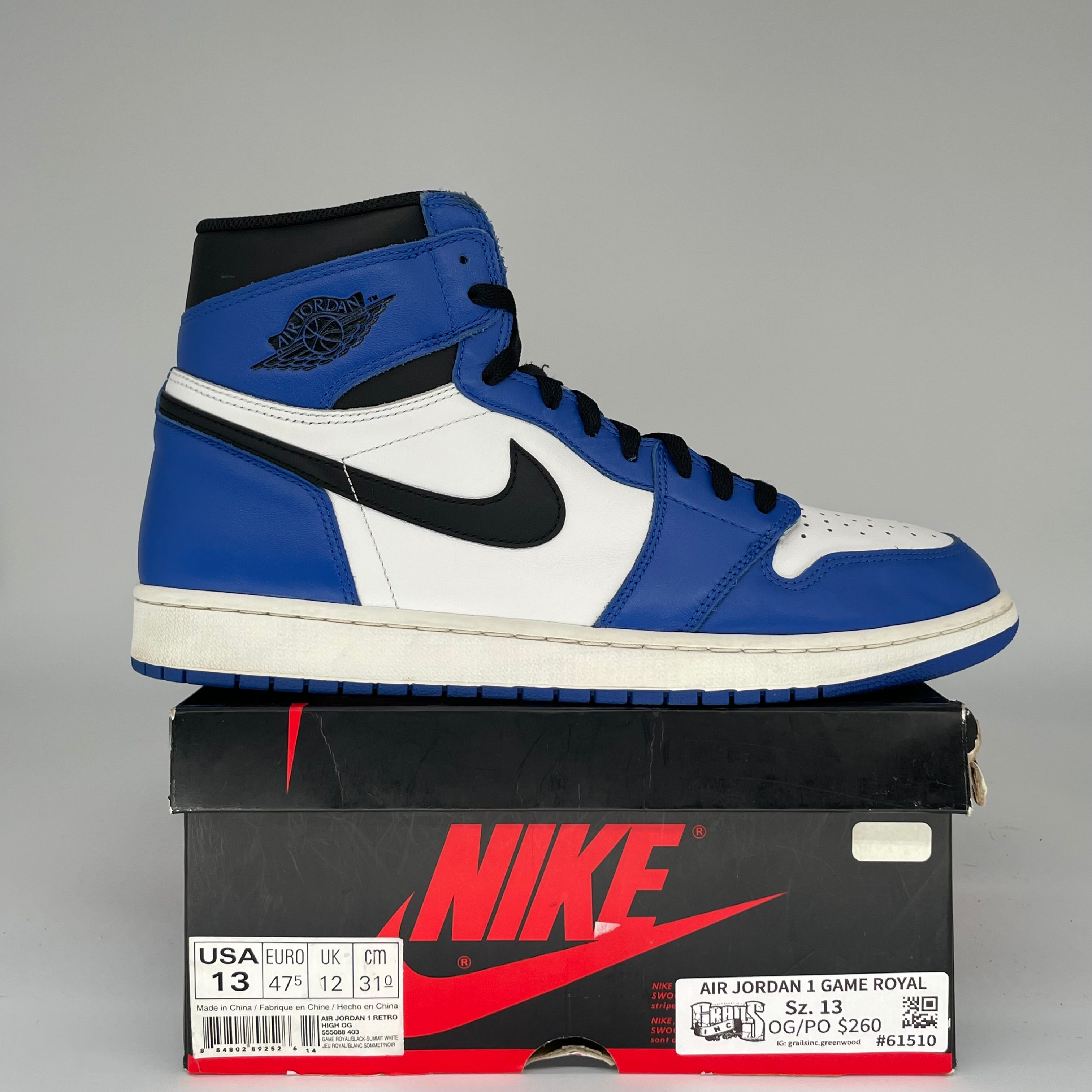 AIR JORDAN 1 GAME ROYAL SIZE 13 555088-403