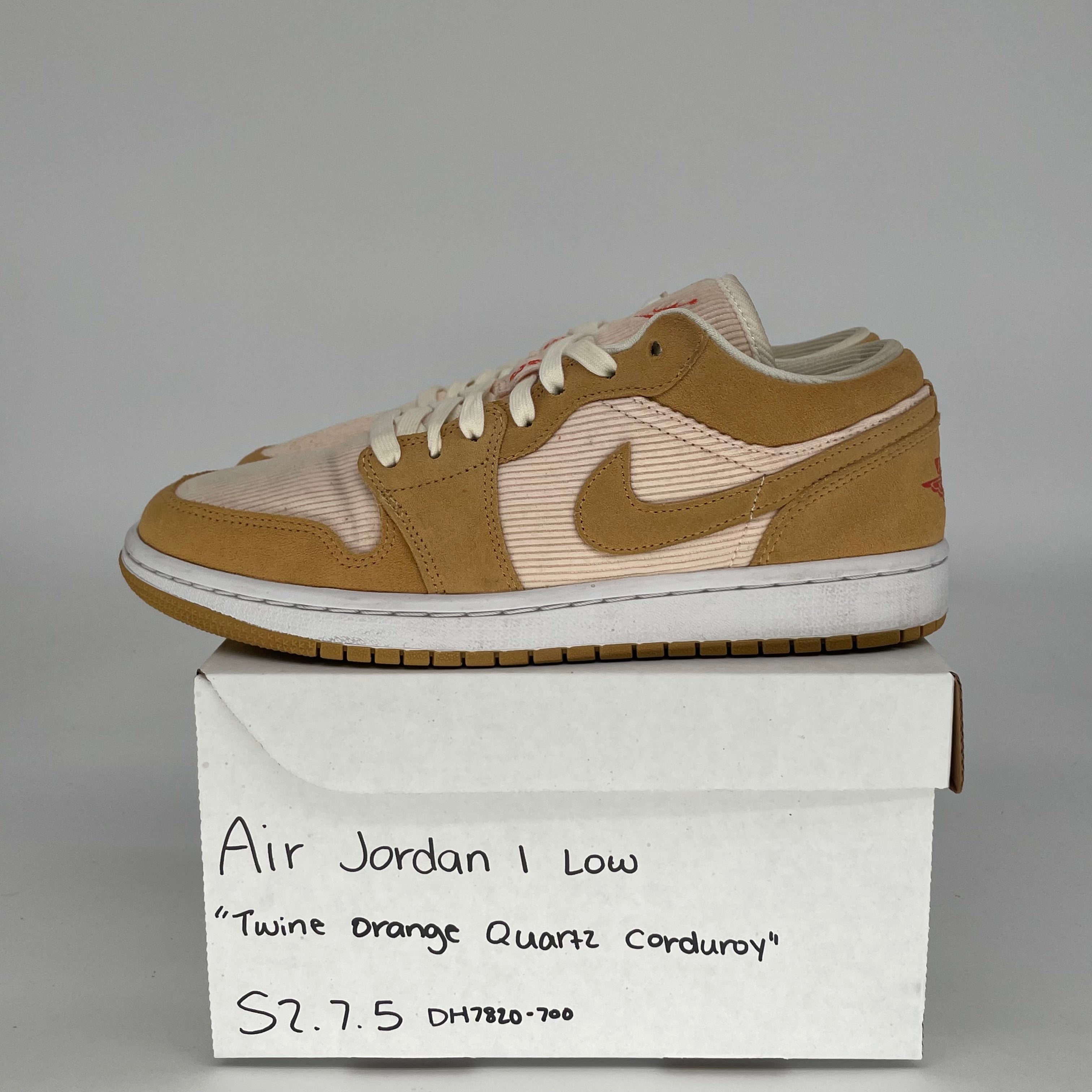 AIR JORDAN 1 LOW ORANGE QUARTZ CORDUROY W SIZE 7.5/9W DH7820-700