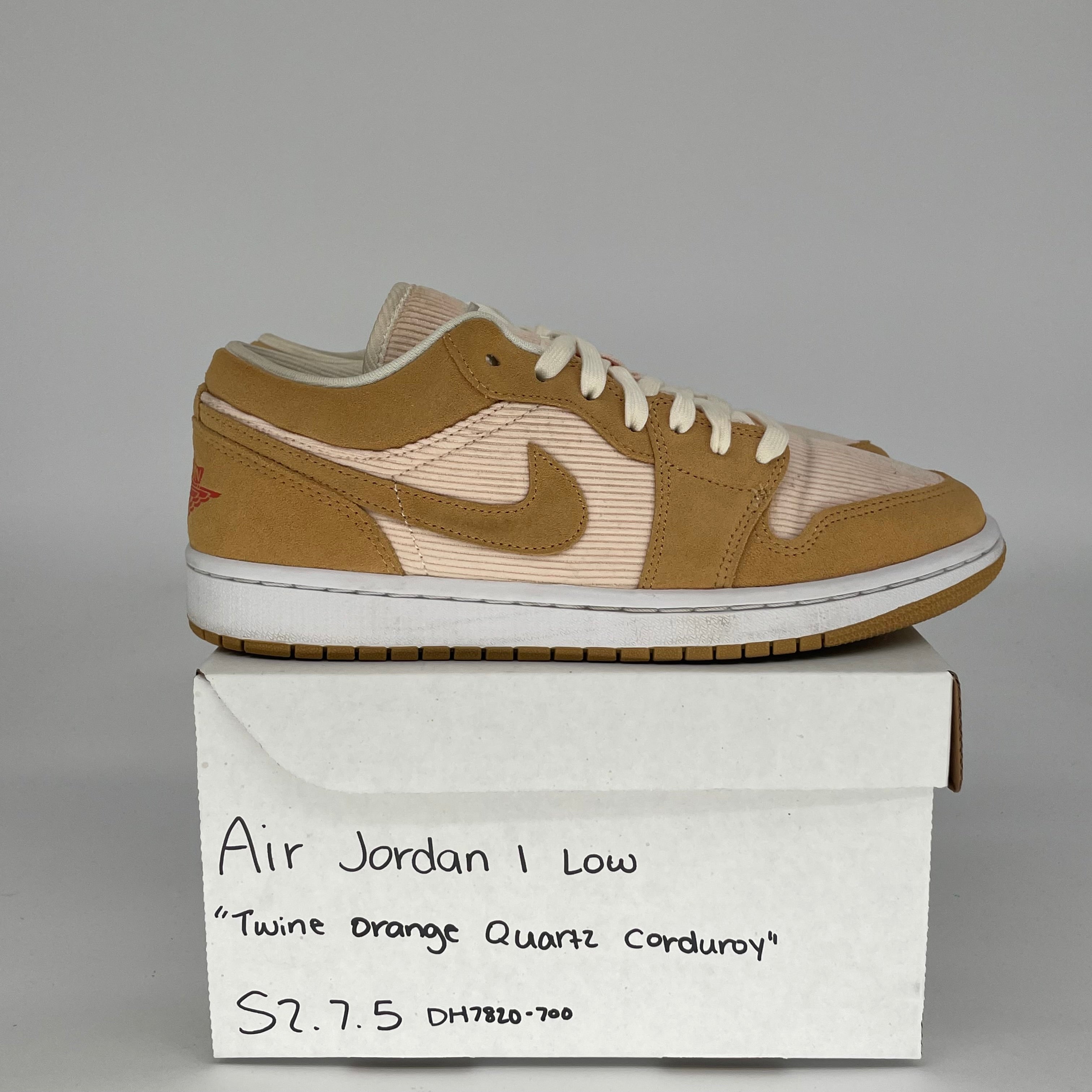 AIR JORDAN 1 LOW ORANGE QUARTZ CORDUROY W SIZE 7.5/9W DH7820-700