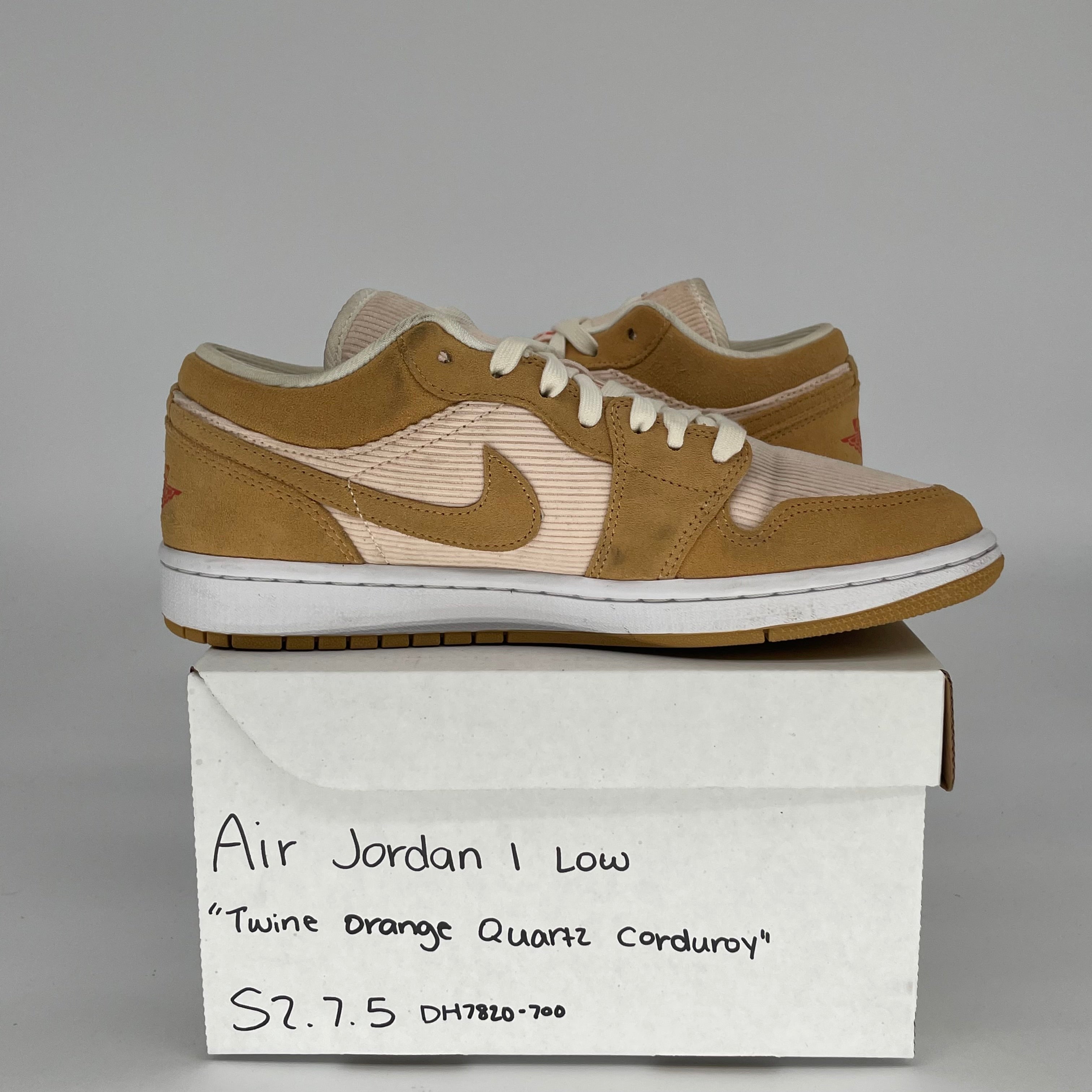 AIR JORDAN 1 LOW ORANGE QUARTZ CORDUROY W SIZE 7.5/9W DH7820-700