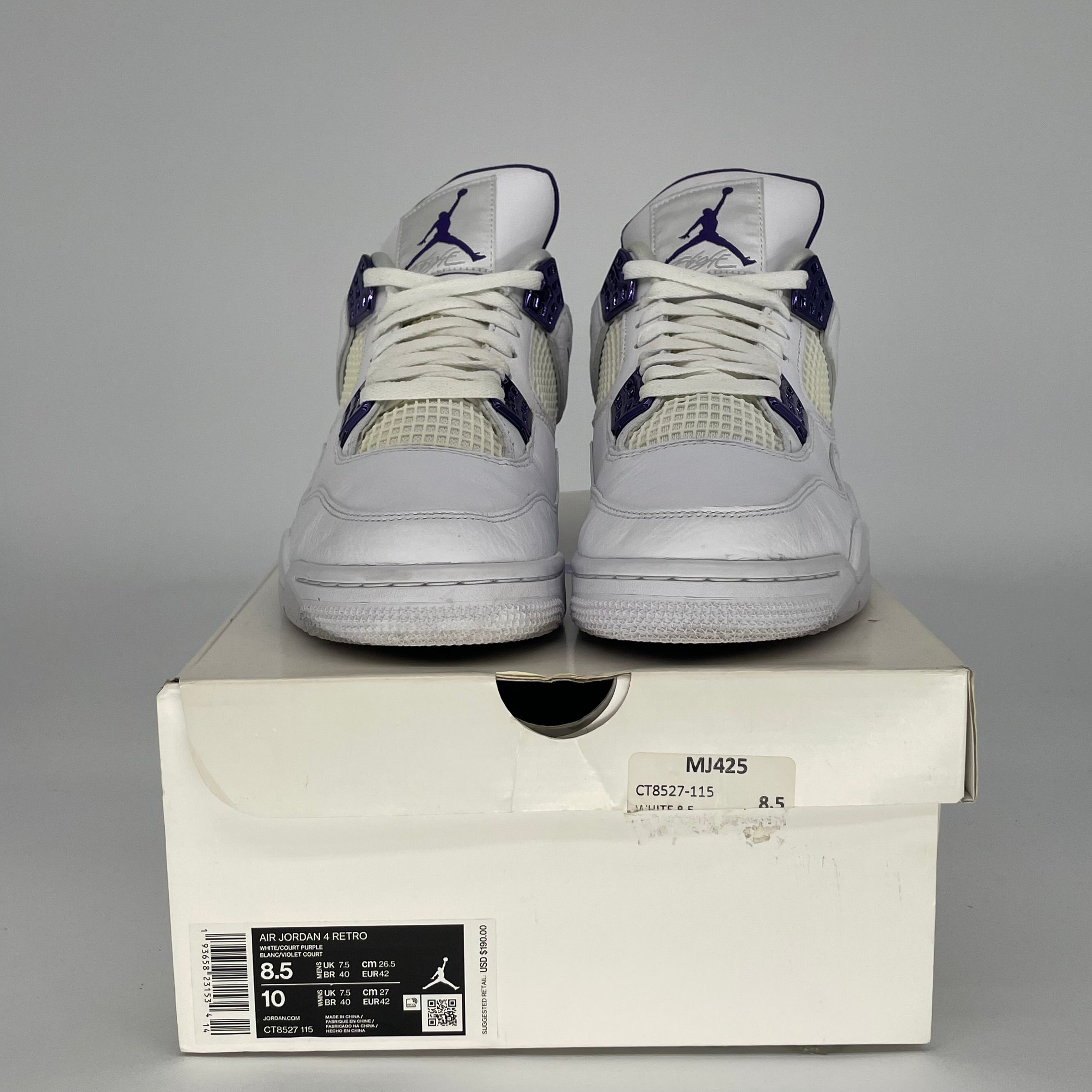 AIR JORDAN 4 METALLIC PURPLE SIZE 8.5 CT8527-115