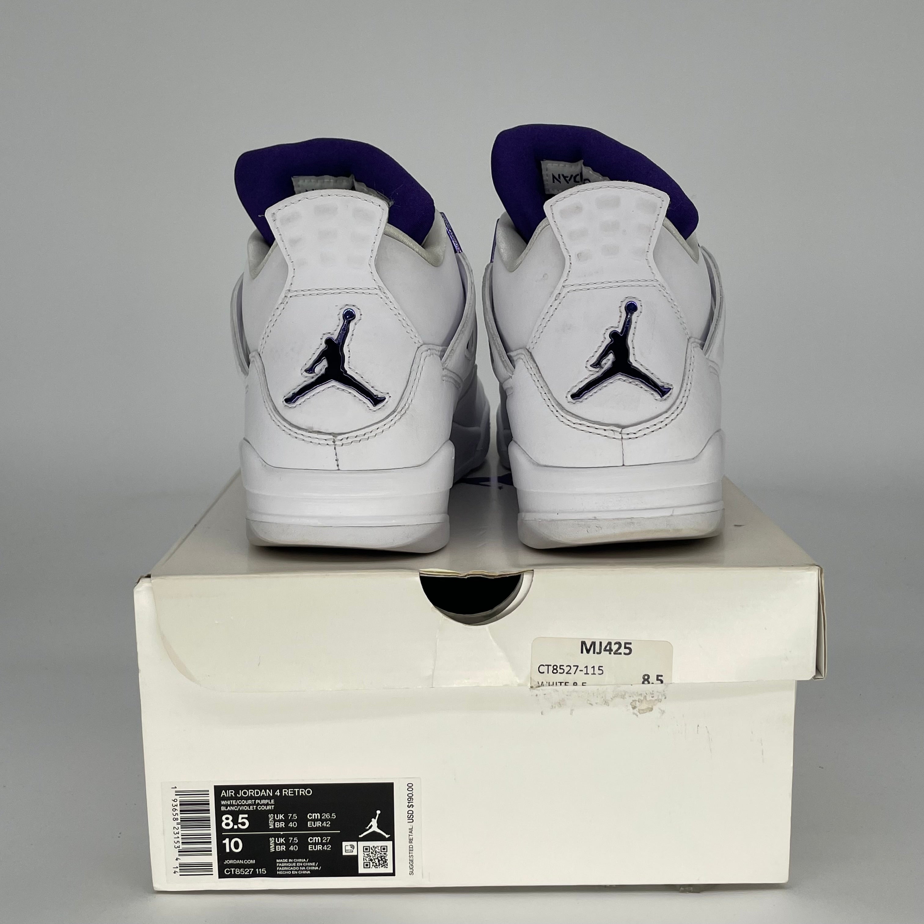 AIR JORDAN 4 METALLIC PURPLE SIZE 8.5 CT8527-115