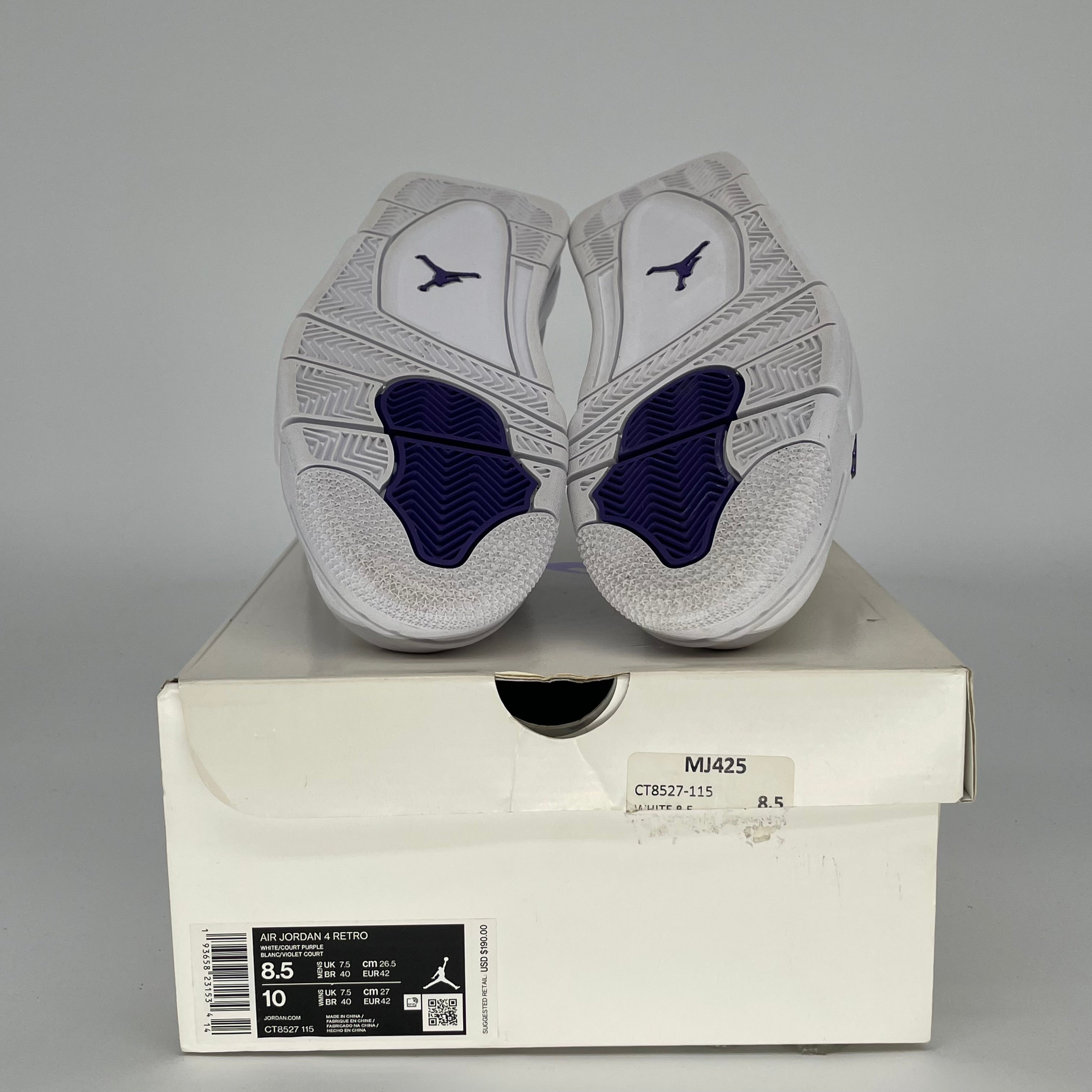 AIR JORDAN 4 METALLIC PURPLE SIZE 8.5 CT8527-115