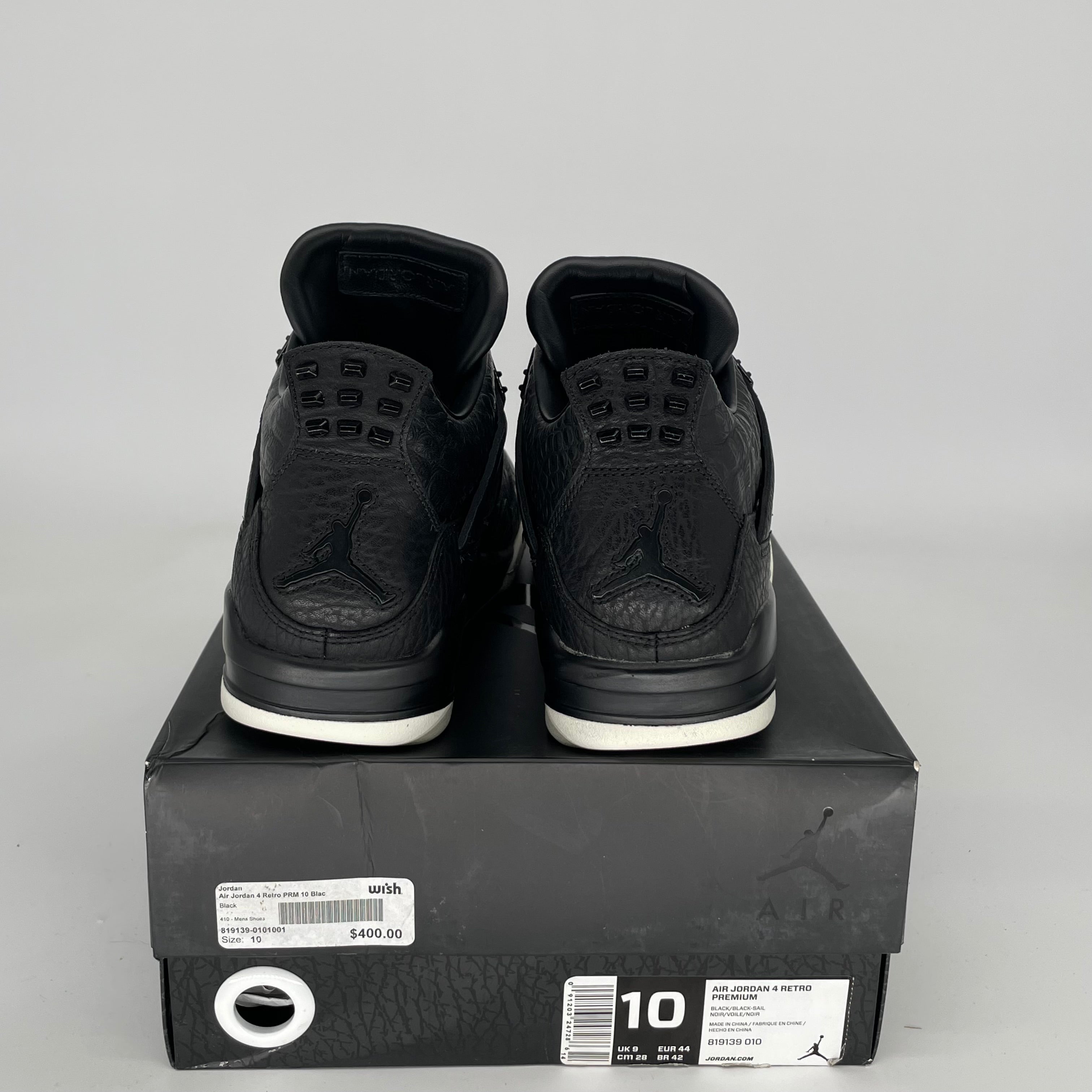 AIR JORDAN 4 PONY HAIR BLACK SIZE 10 819139-010