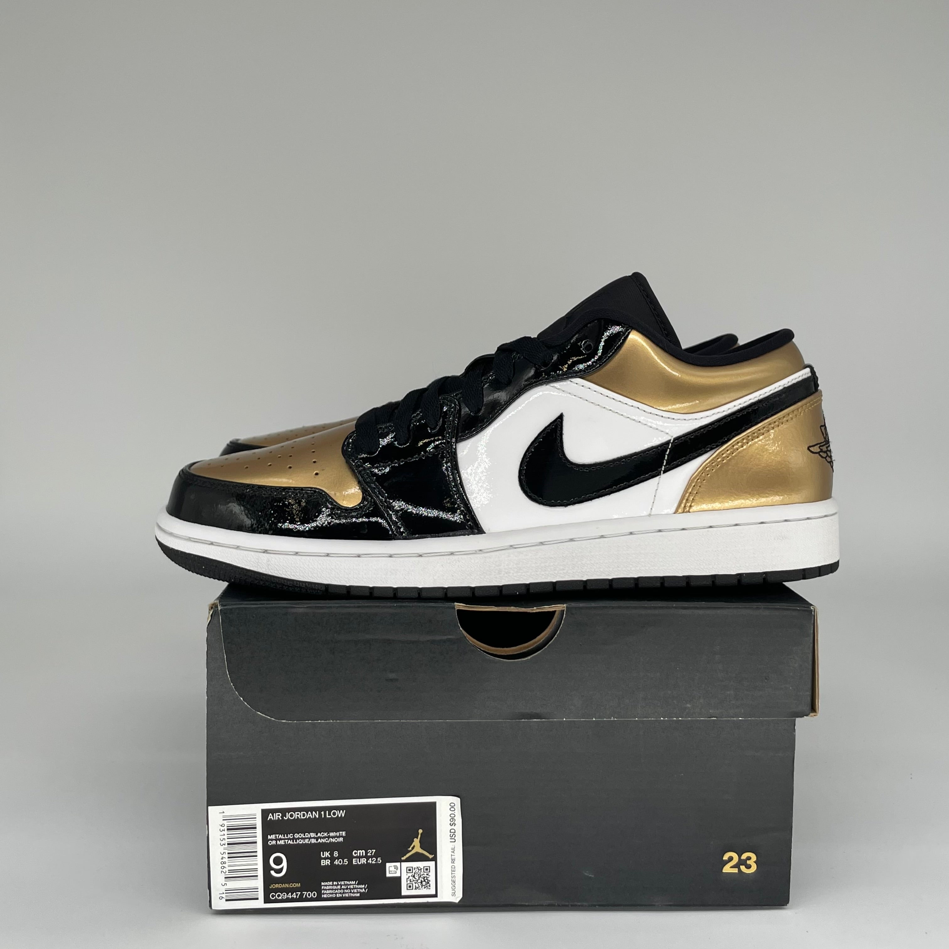 AIR JORDAN 1 LOW GOLD TOE SIZE 9 CQ9447-700